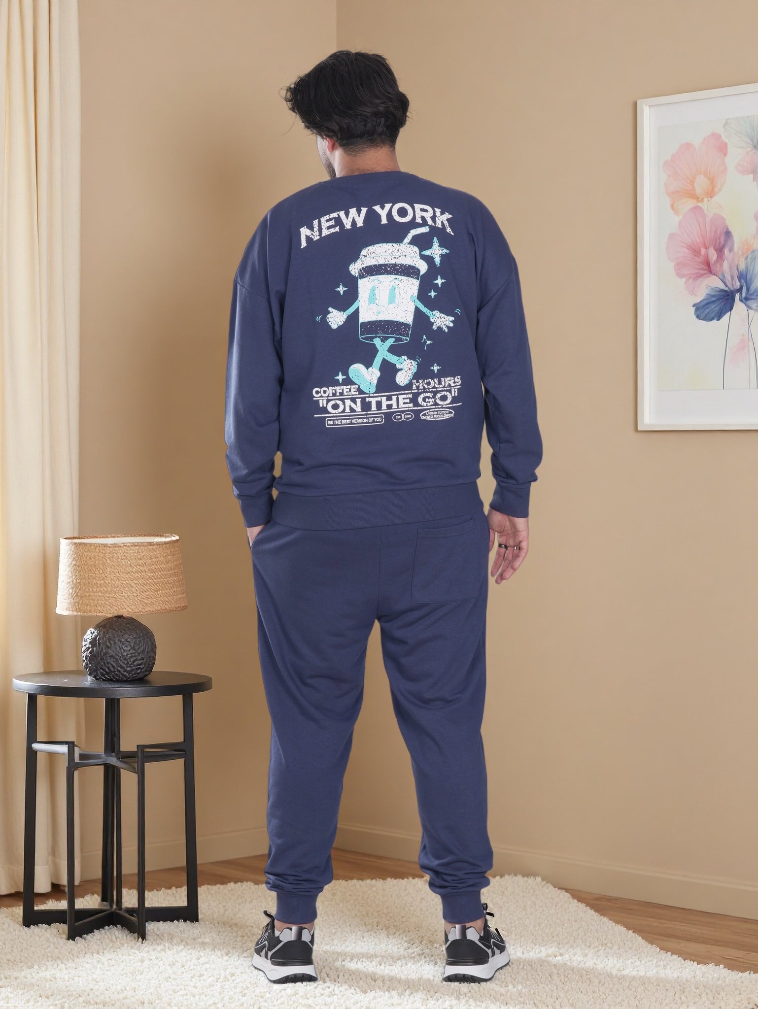 Men’s New York Printed Fleece Tracksuit – Winter Sweatshirt & Joggers