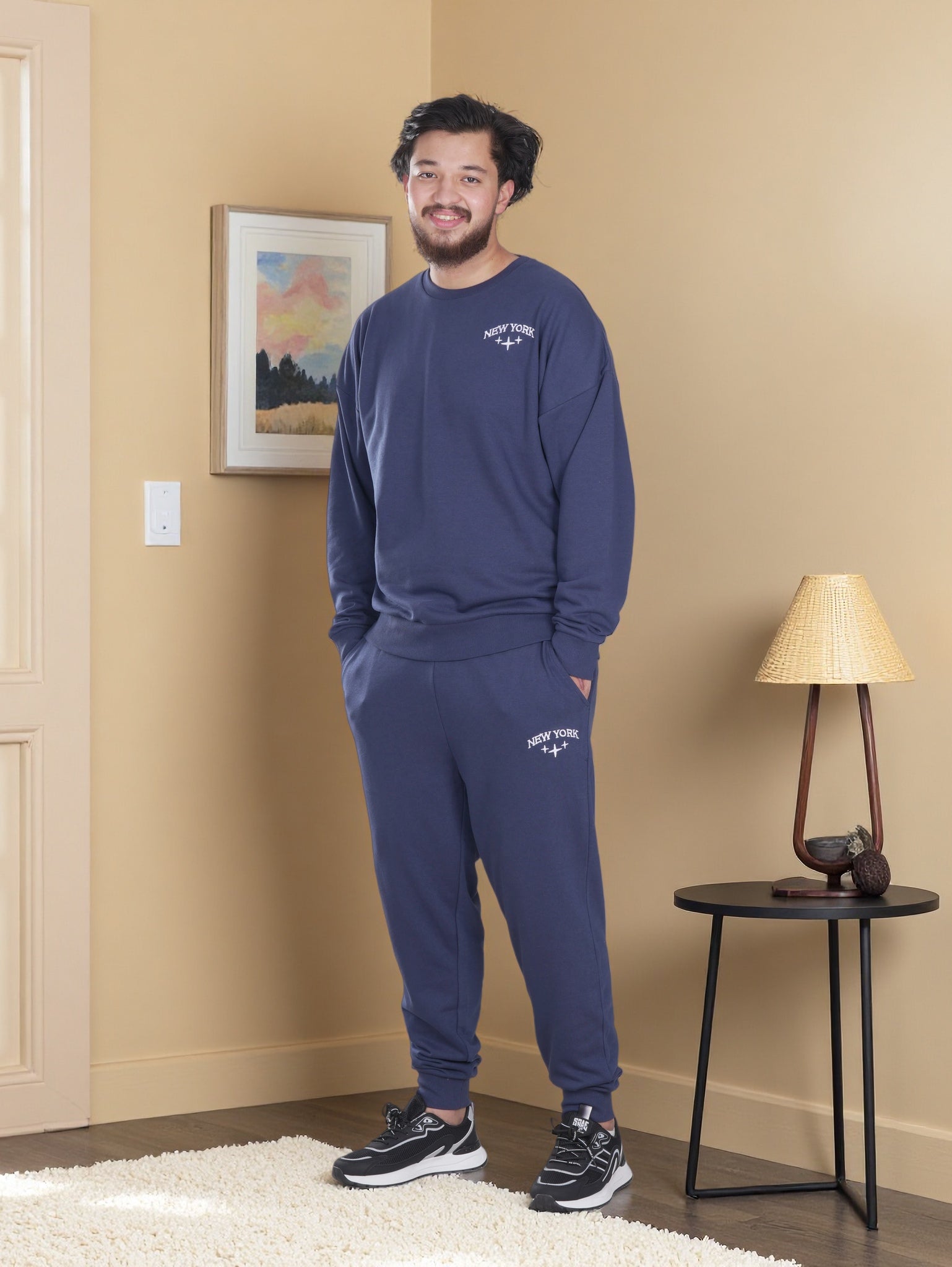 Men’s New York Printed Fleece Tracksuit – Winter Sweatshirt & Joggers