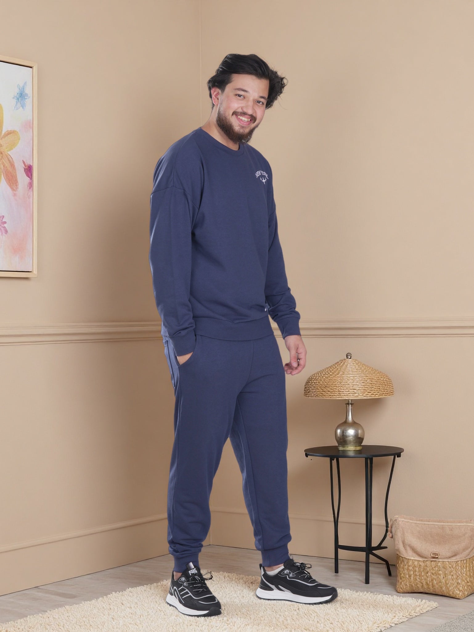 Men’s New York Printed Fleece Tracksuit – Winter Sweatshirt & Joggers