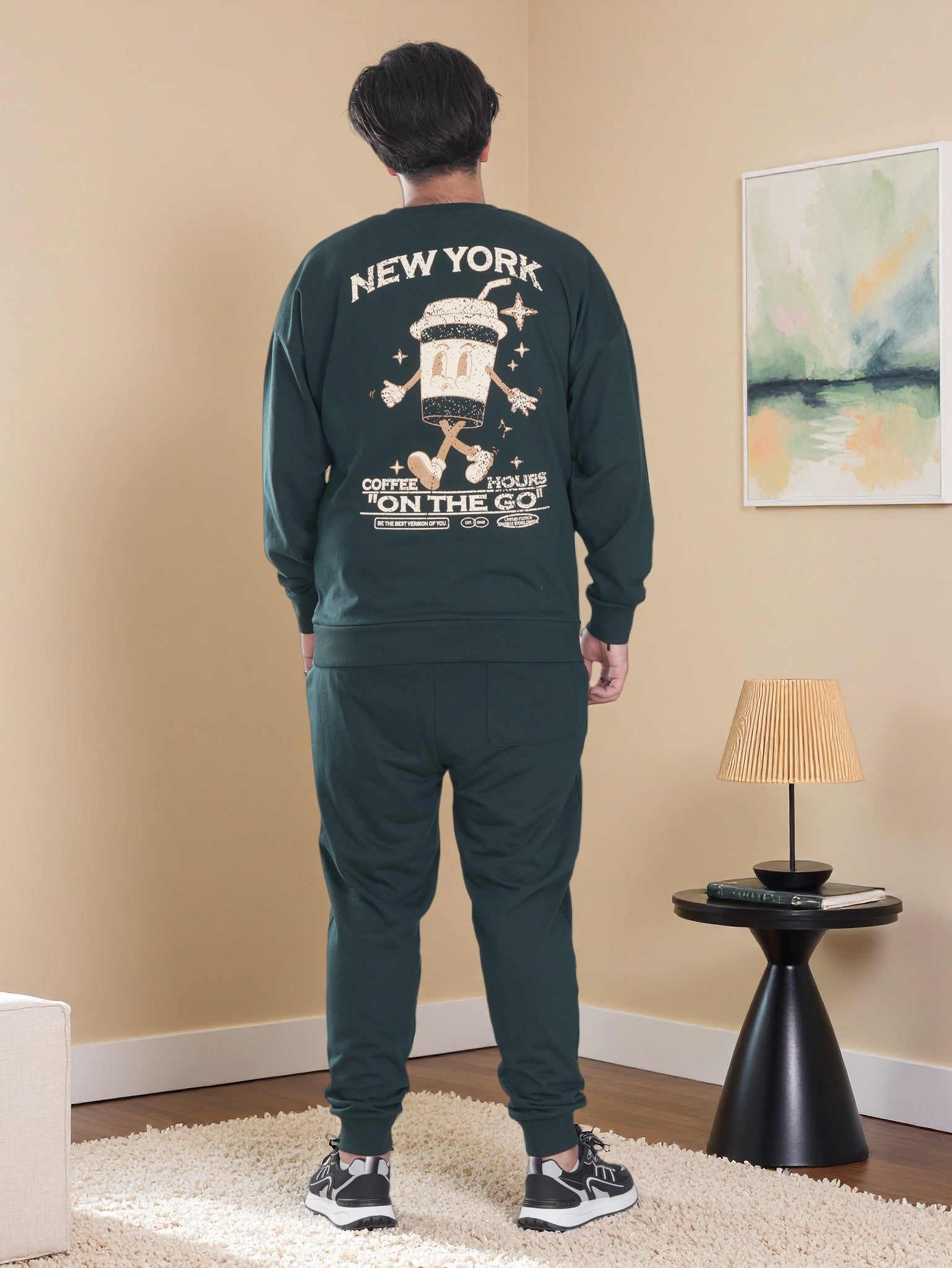 Men’s New York Printed Fleece Tracksuit – Winter Sweatshirt & Joggers
