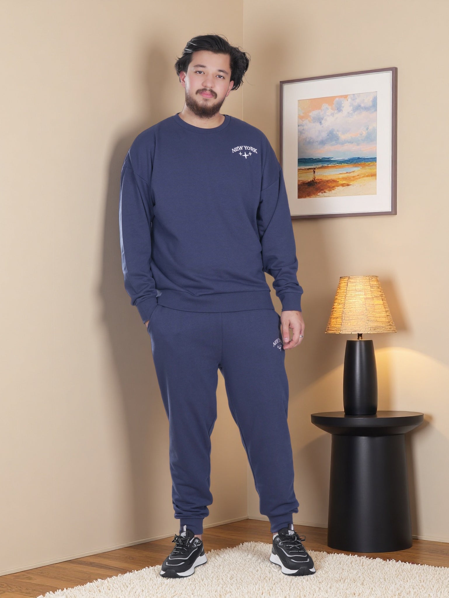 Men’s New York Printed Fleece Tracksuit – Winter Sweatshirt & Joggers