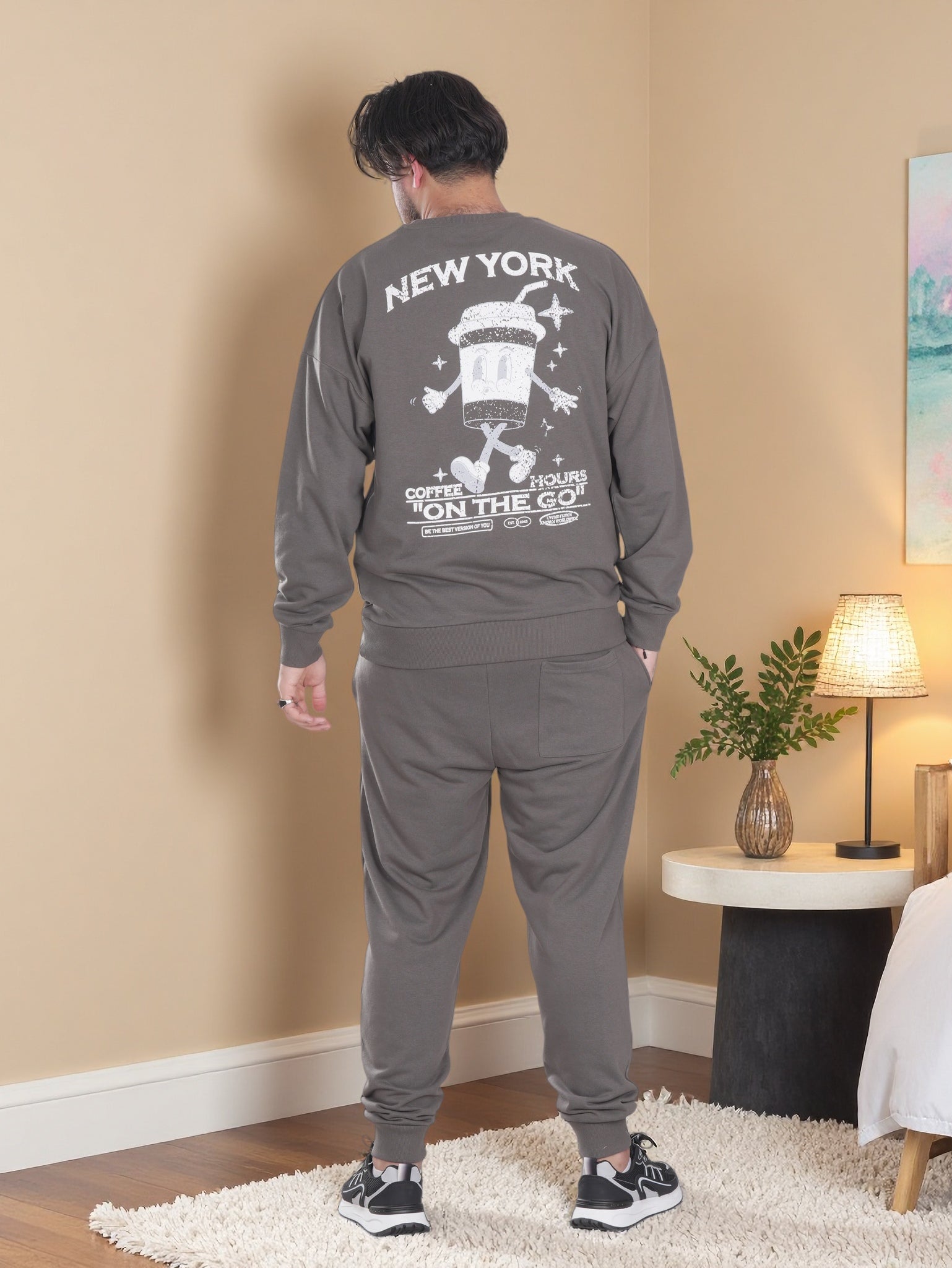 Men’s New York Printed Fleece Tracksuit – Winter Sweatshirt & Joggers