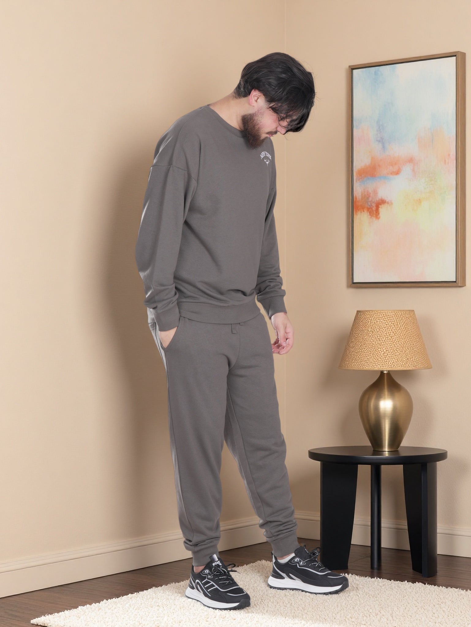 Men’s New York Printed Fleece Tracksuit – Winter Sweatshirt & Joggers