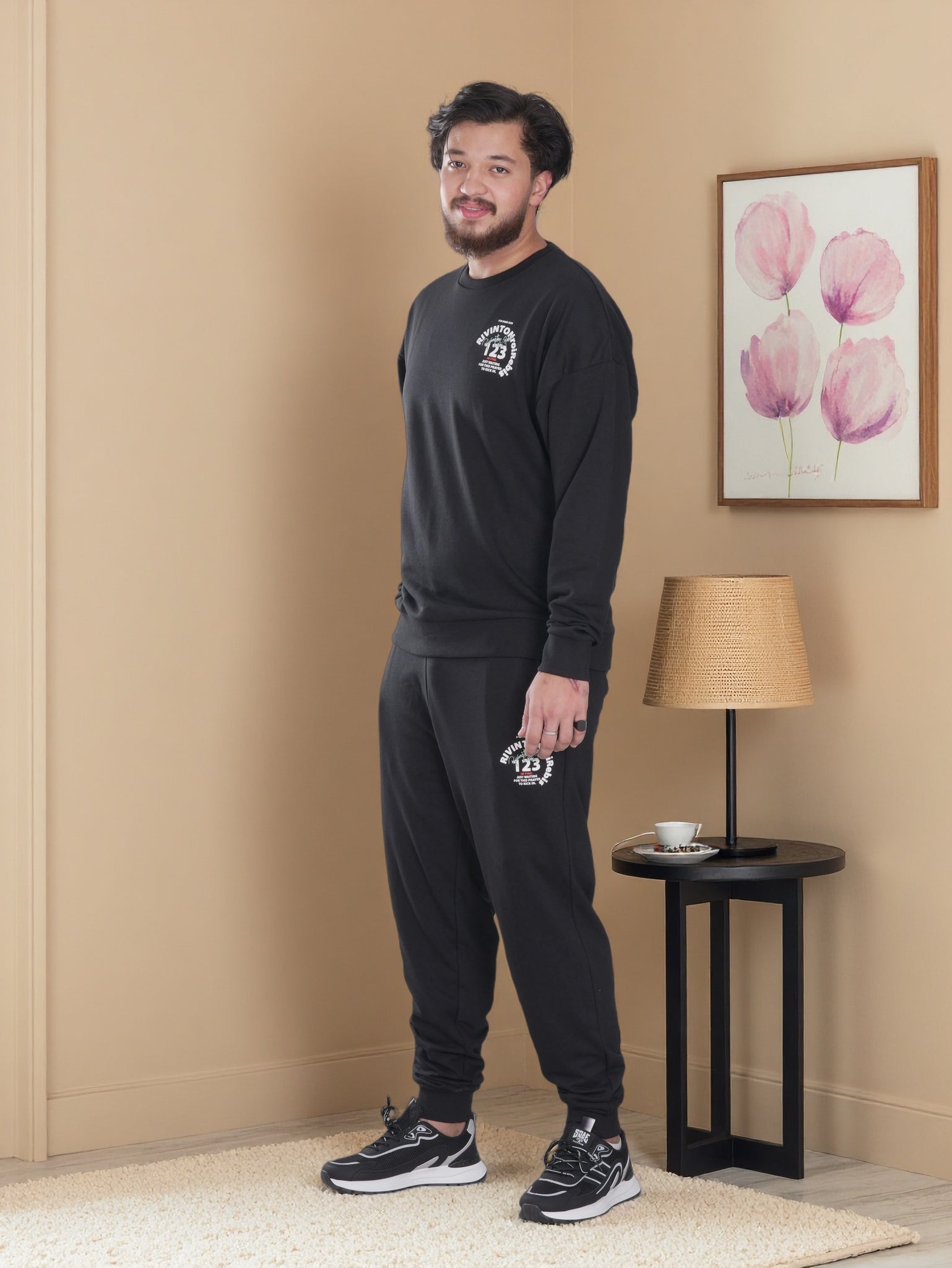 Men’s Classic Daily Wear Premium  Printed  Casual Winter Sweatshirt & Jogger Set