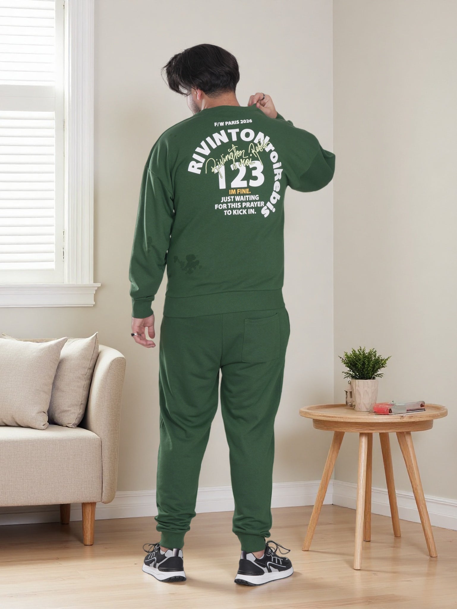 Men’s Classic Daily Wear Premium  Printed  Casual Winter Sweatshirt & Jogger Set