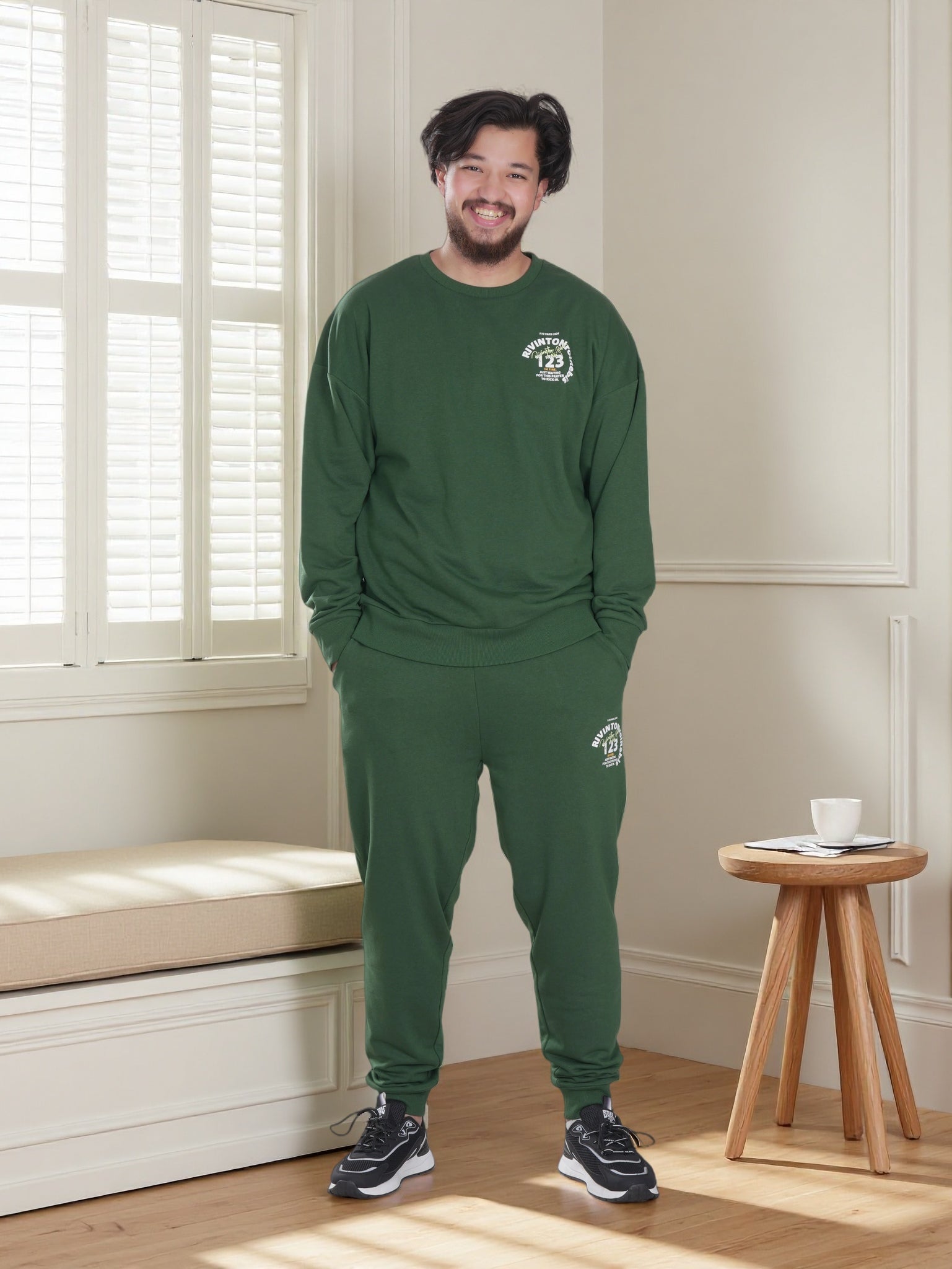 Men’s Classic Daily Wear Premium  Printed  Casual Winter Sweatshirt & Jogger Set