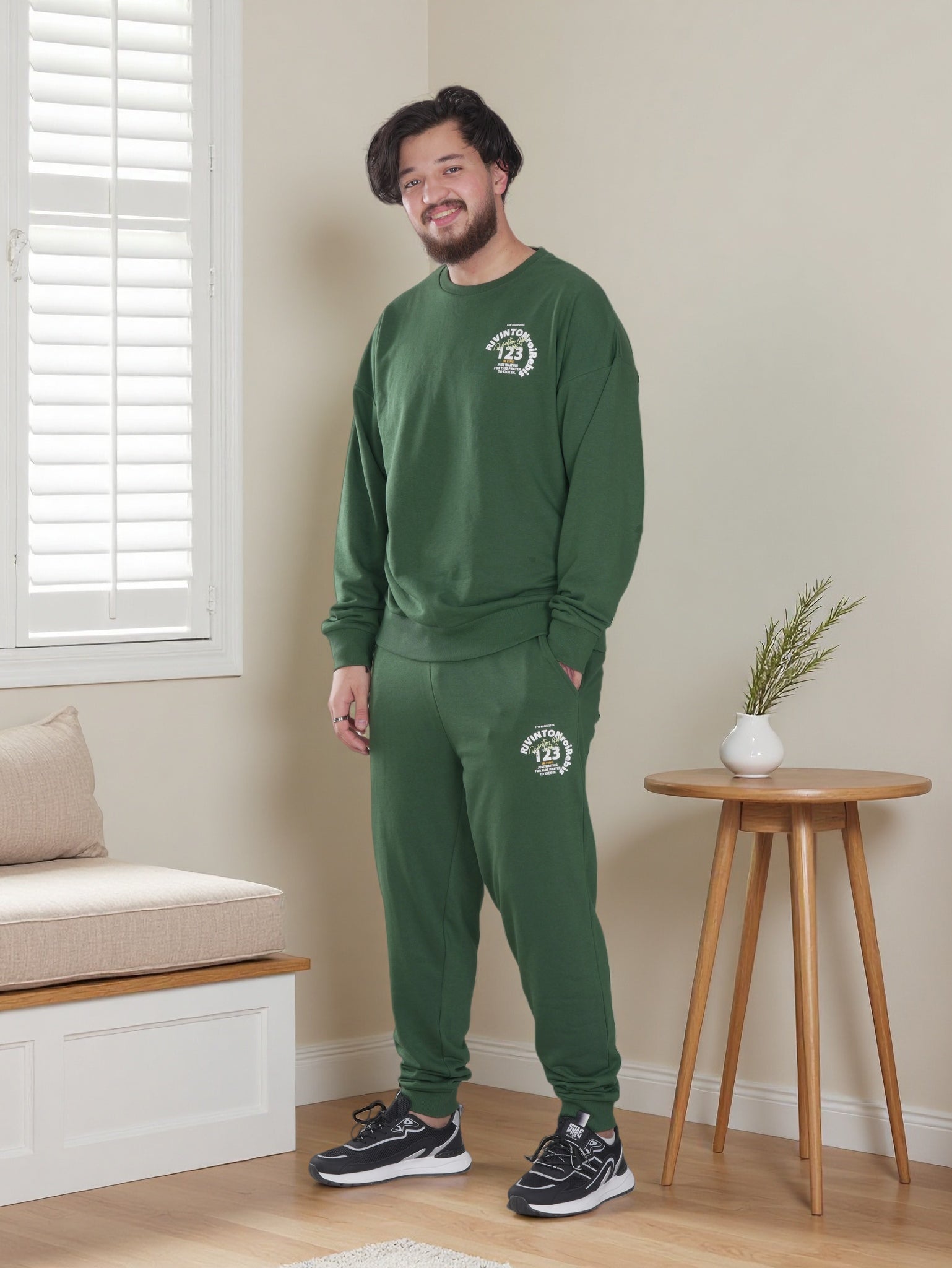 Men’s Classic Daily Wear Premium  Printed  Casual Winter Sweatshirt & Jogger Set