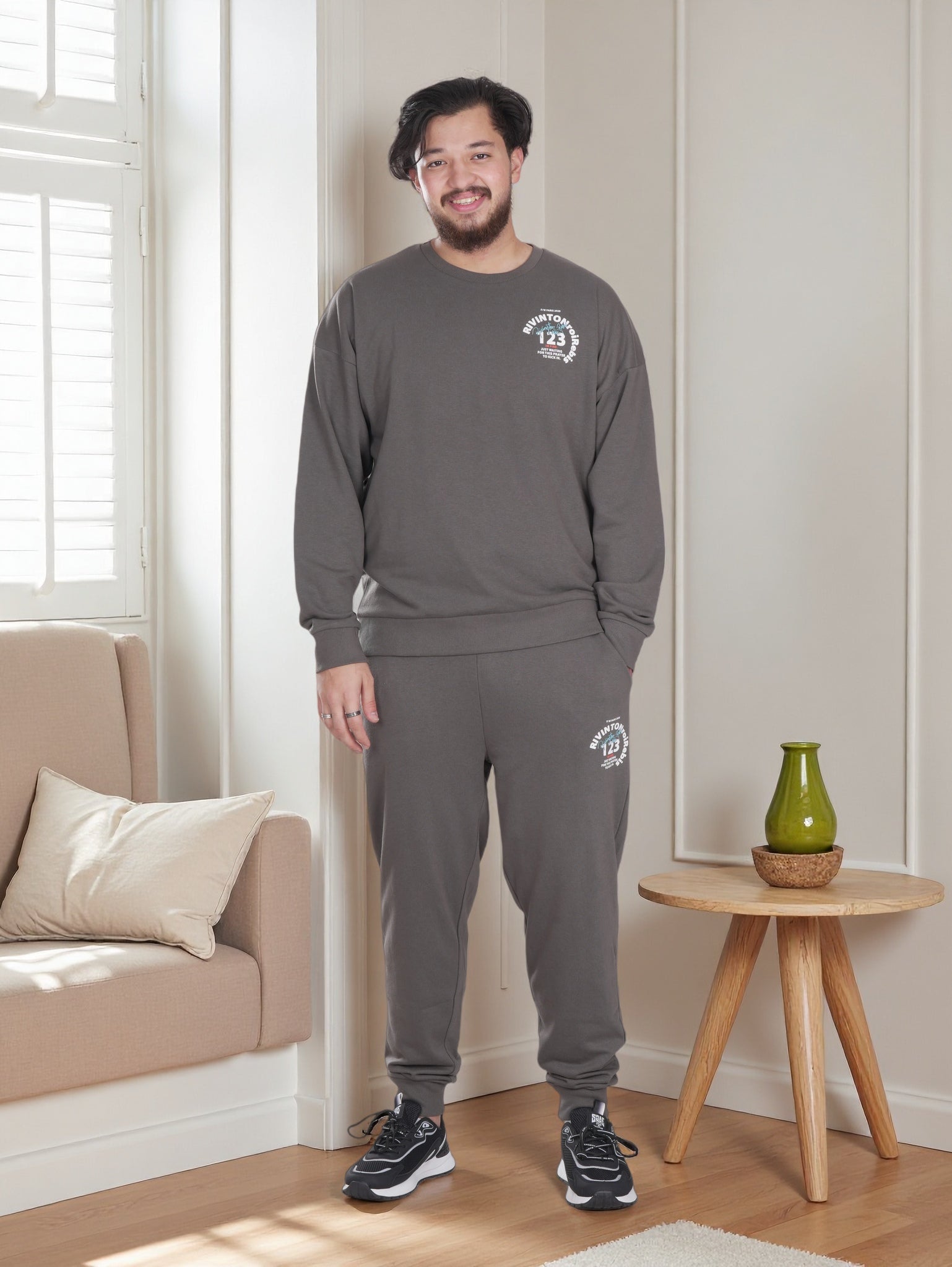 Men’s Classic Daily Wear Premium  Printed  Casual Winter Sweatshirt & Jogger Set