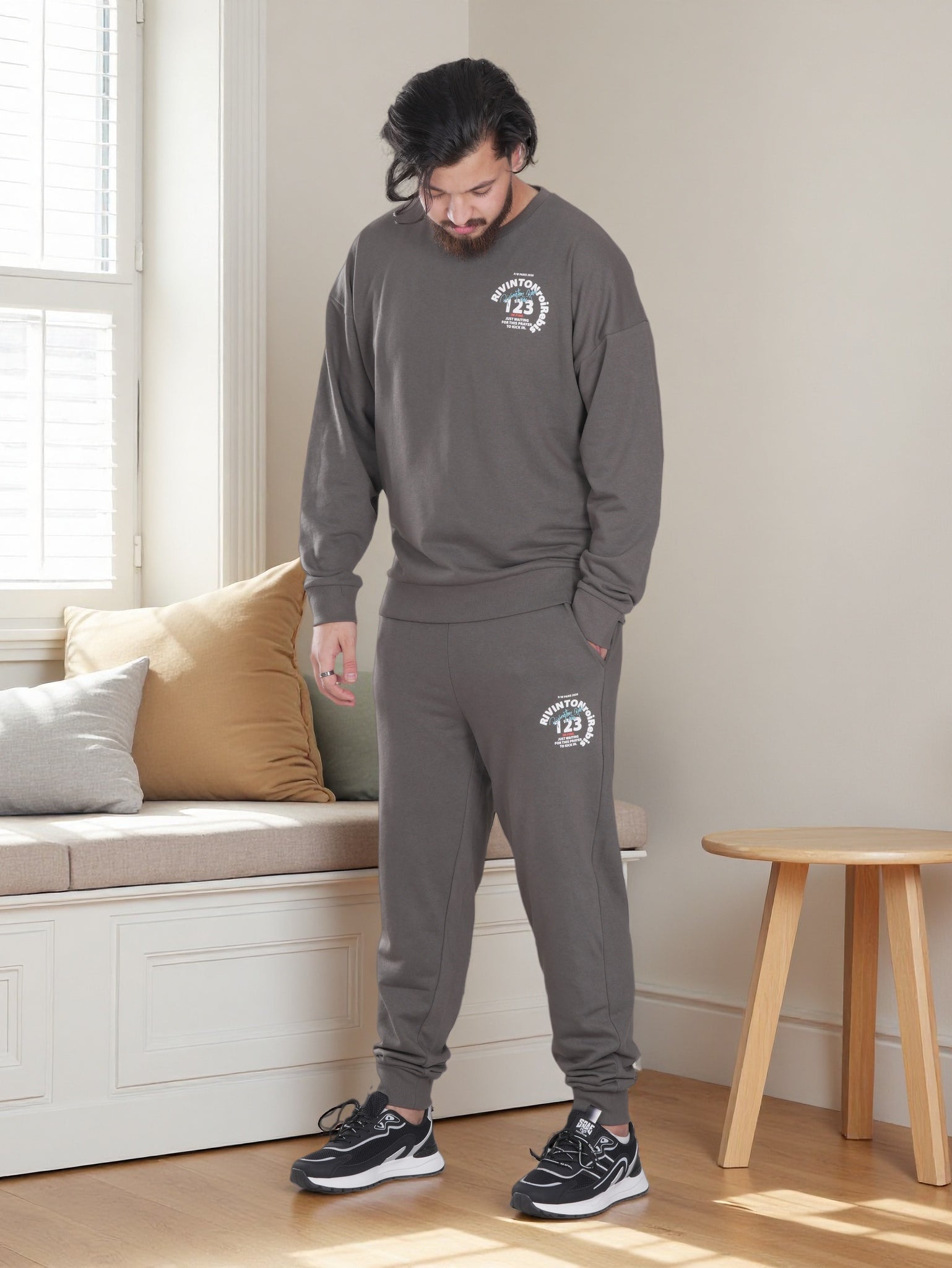 Men’s Classic Daily Wear Premium  Printed  Casual Winter Sweatshirt & Jogger Set