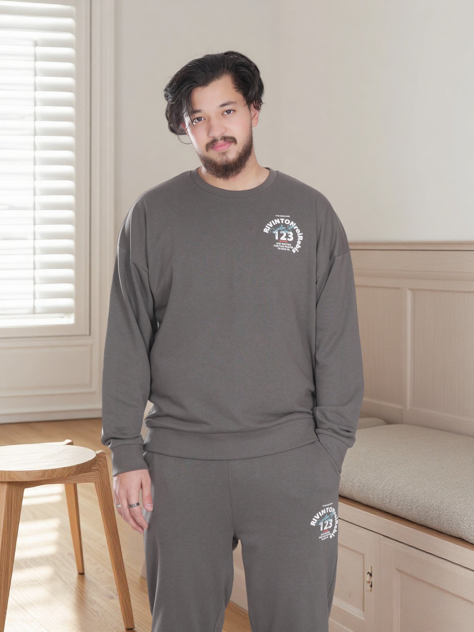 Men’s Classic Daily Wear Premium  Printed  Casual Winter Sweatshirt & Jogger Set