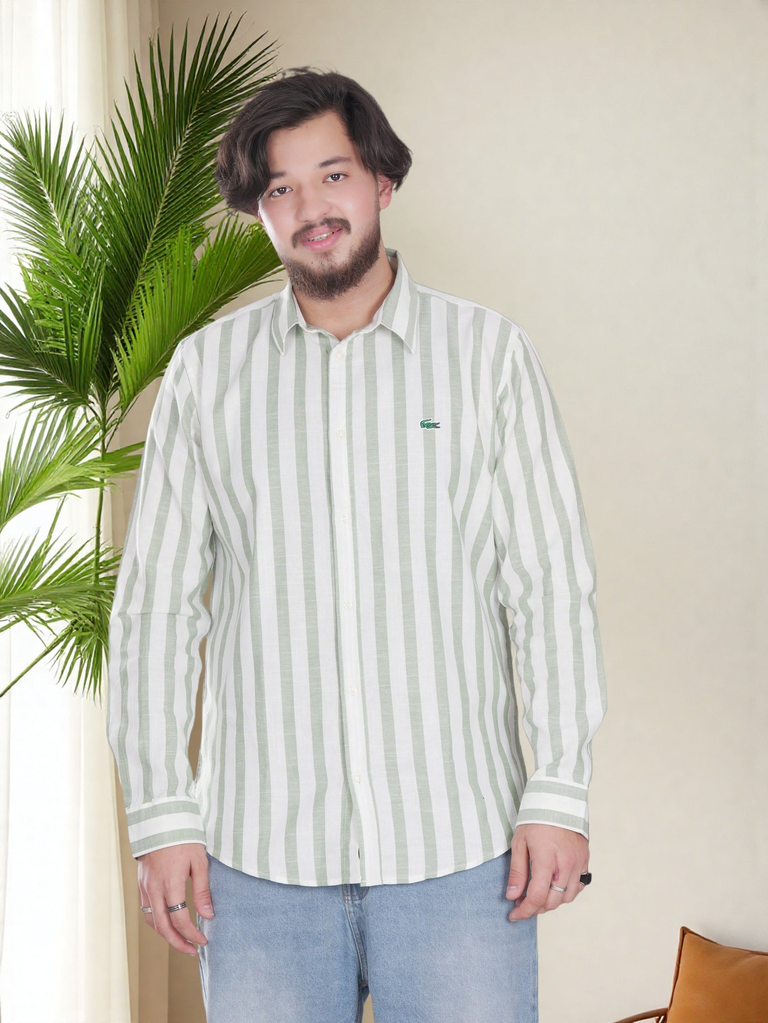 Men's Vertical Stripe Cotton Casual Shirt - Finelook