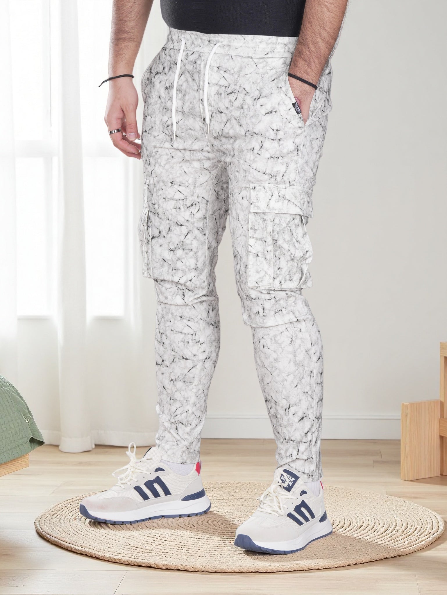 Men's Cargo Pants with Marble Print