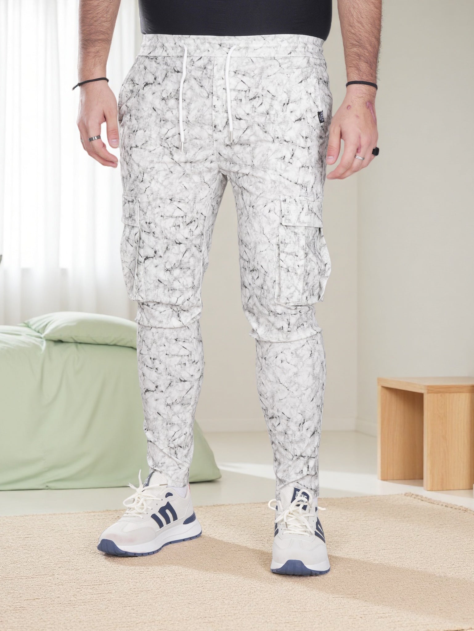 Men's Cargo Pants with Marble Print