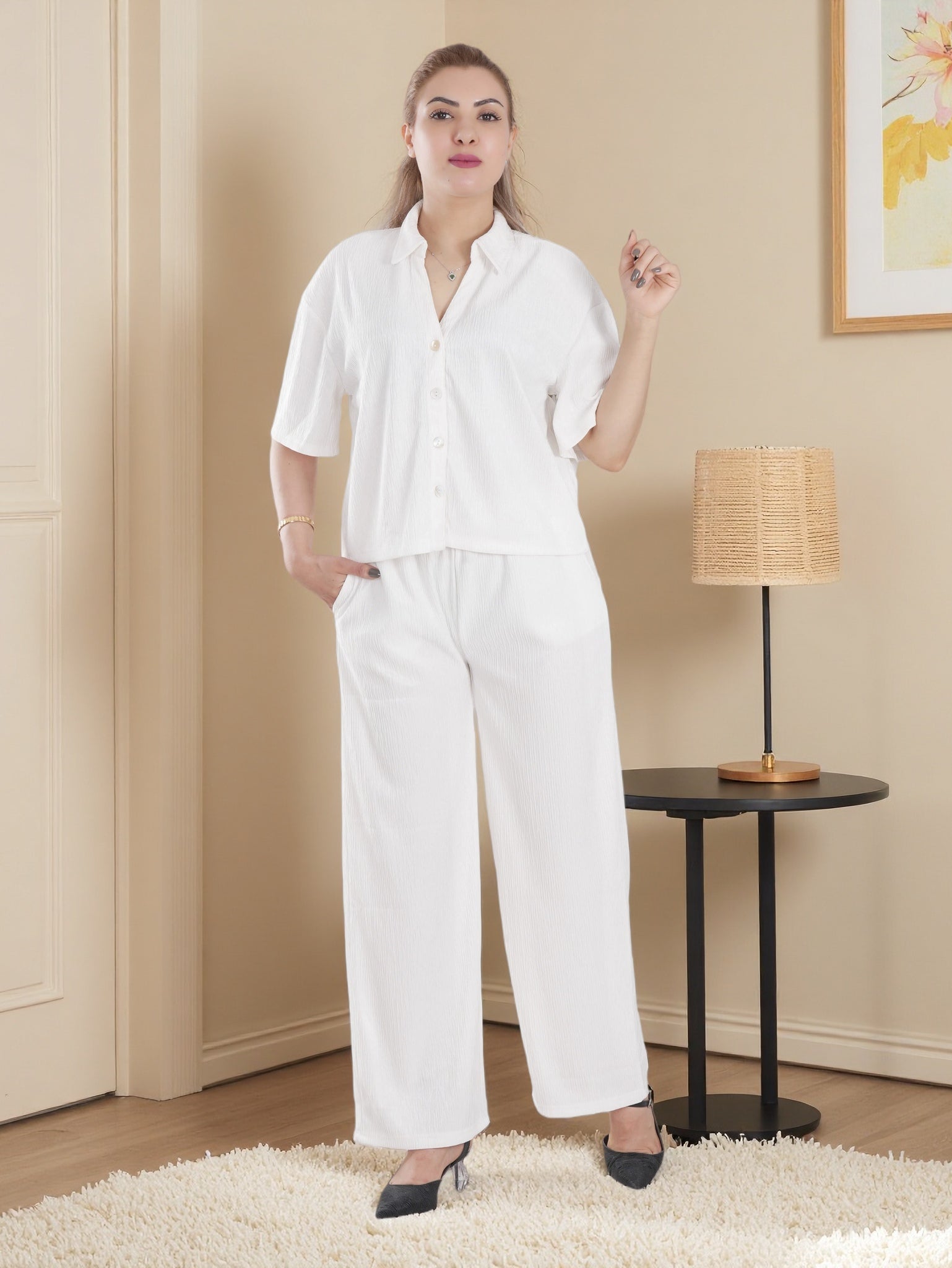 Women's Cozy Fleece 2-Piece Loungewear Set – Long Sleeve Top