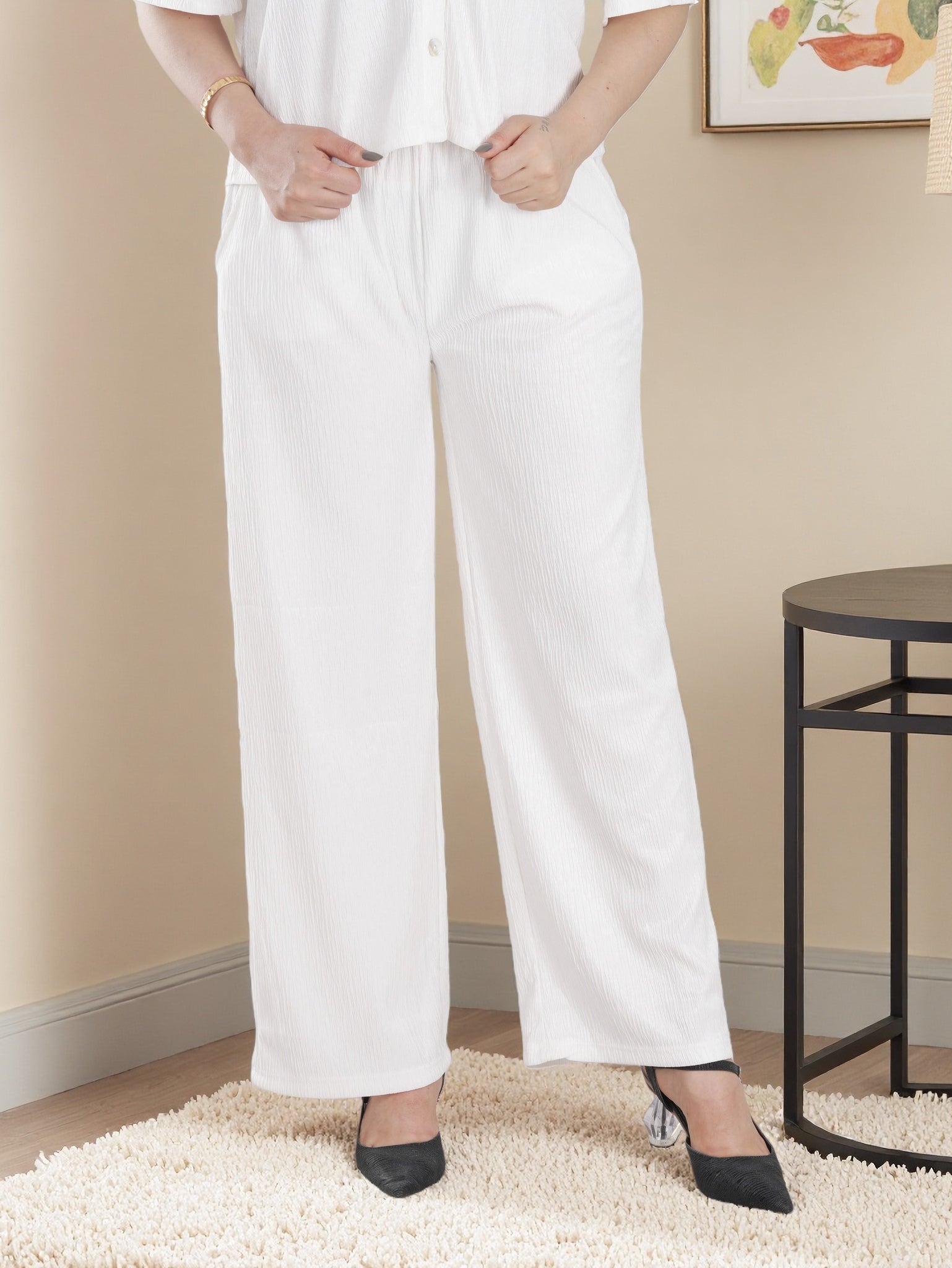 Women’s Cozy Fleece 2-Piece Loungewear Set – Long Sleeve Top & Wide-Leg Pants | Soft Winter Home Wear