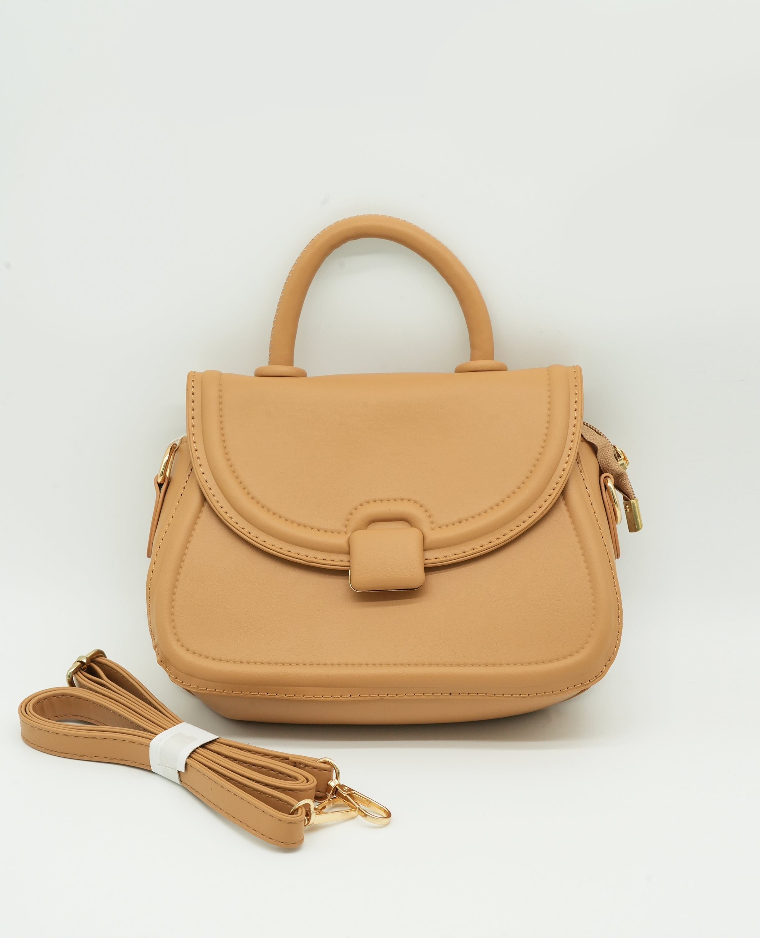 Solid Crossbody Bag with Adjustable Strap and Flap Closure - Finelook