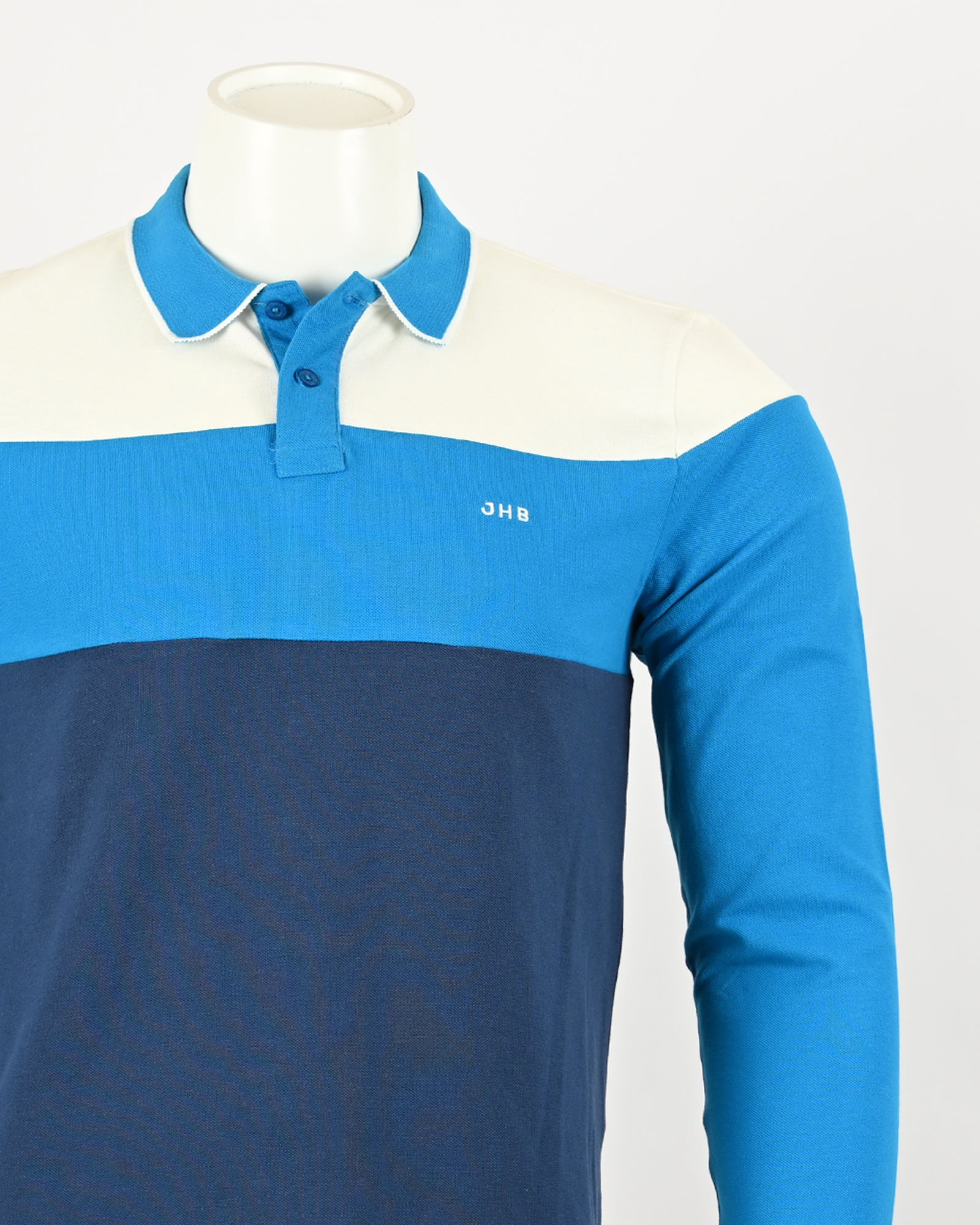 Men's Colorblock Long Sleeve Polo T-Shirt
