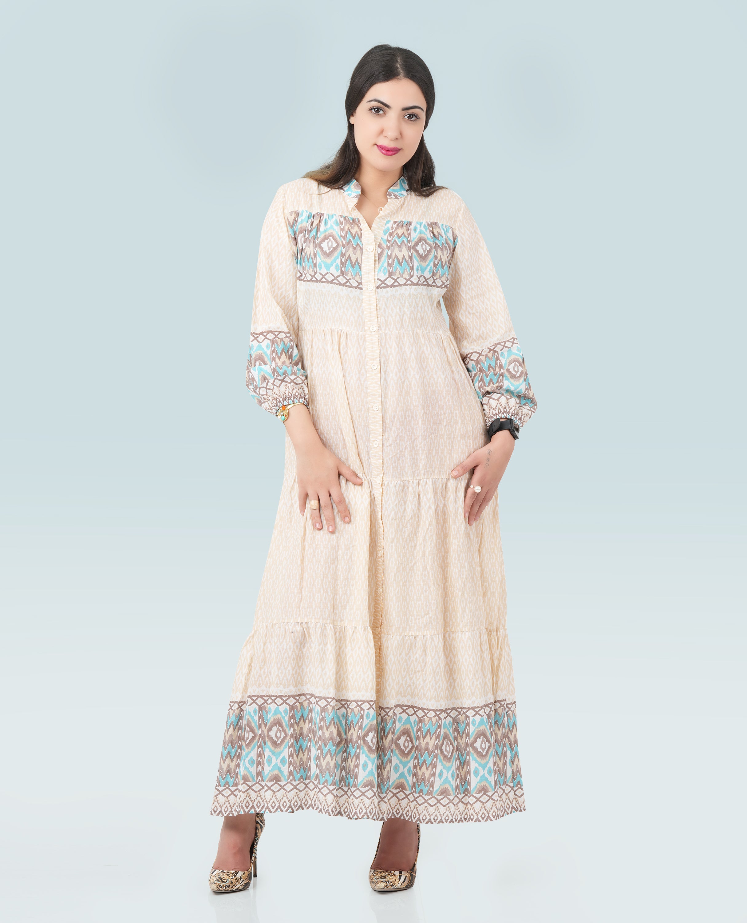 Ikat Print long Dress for Women - Finelook