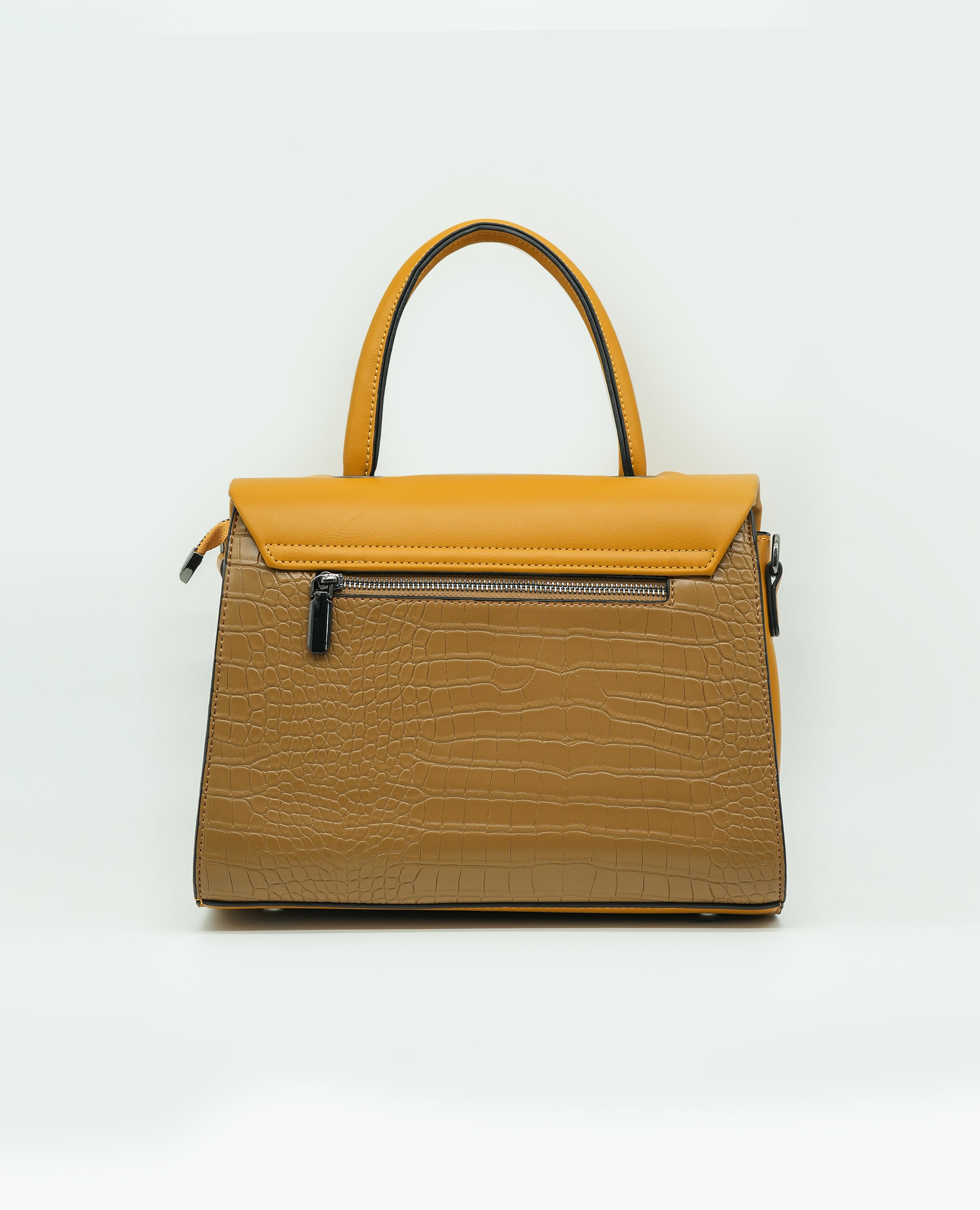 Elegant Croc-Embossed Leather Handbag with Soft Pleated Flap & Turn-Lock Closure