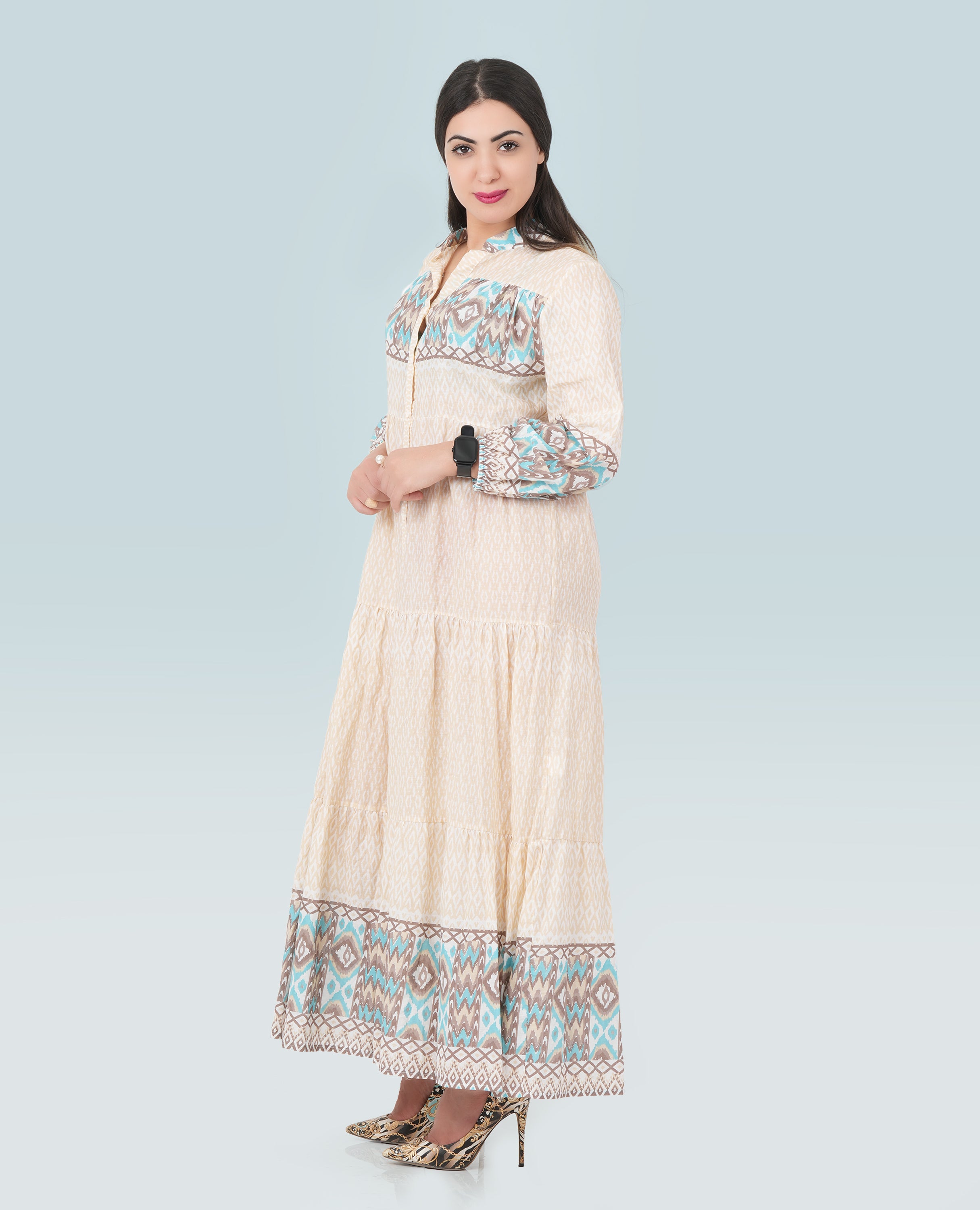 Ikat Print long Dress for Women - Finelook