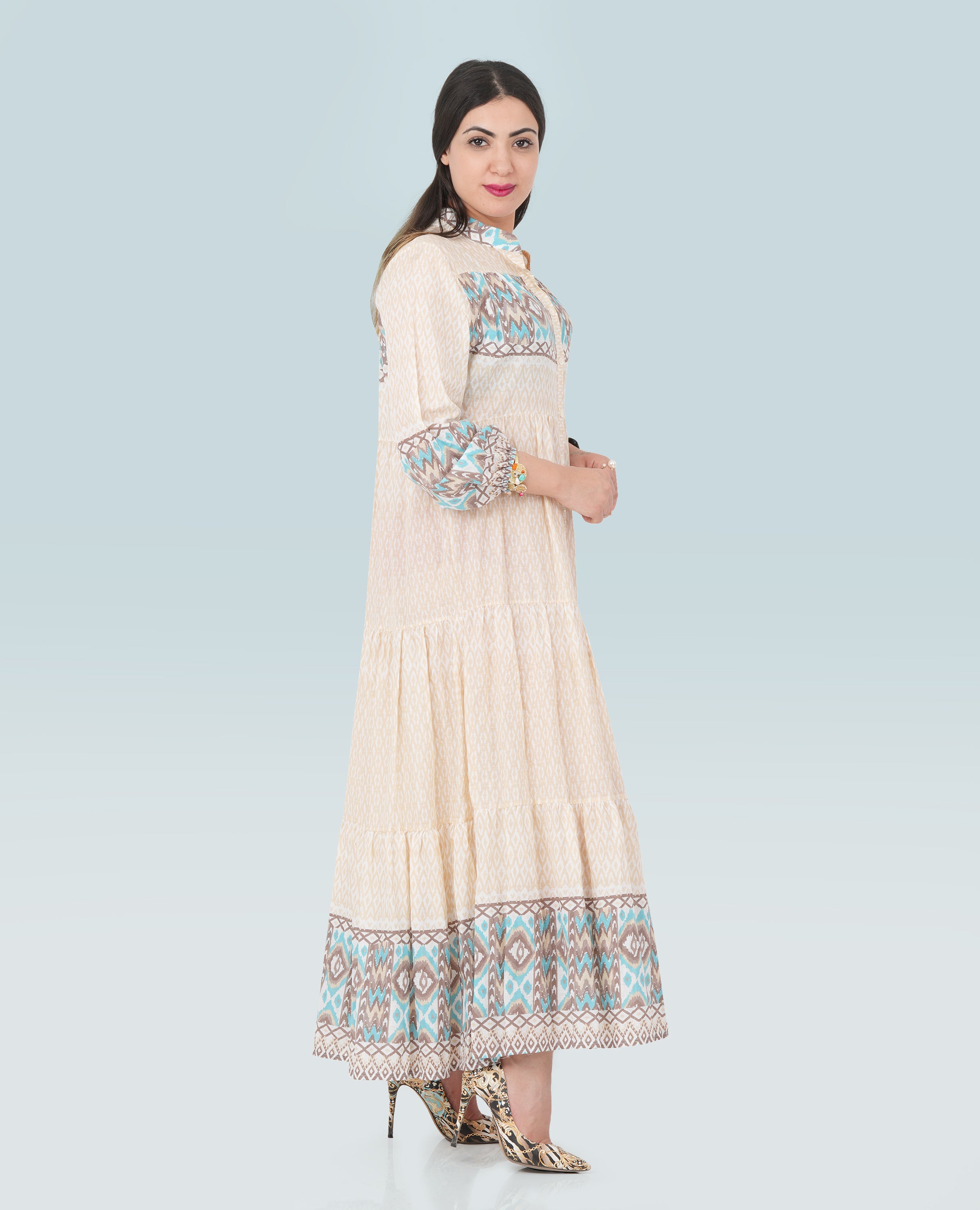 Ikat Print long Dress for Women - Finelook