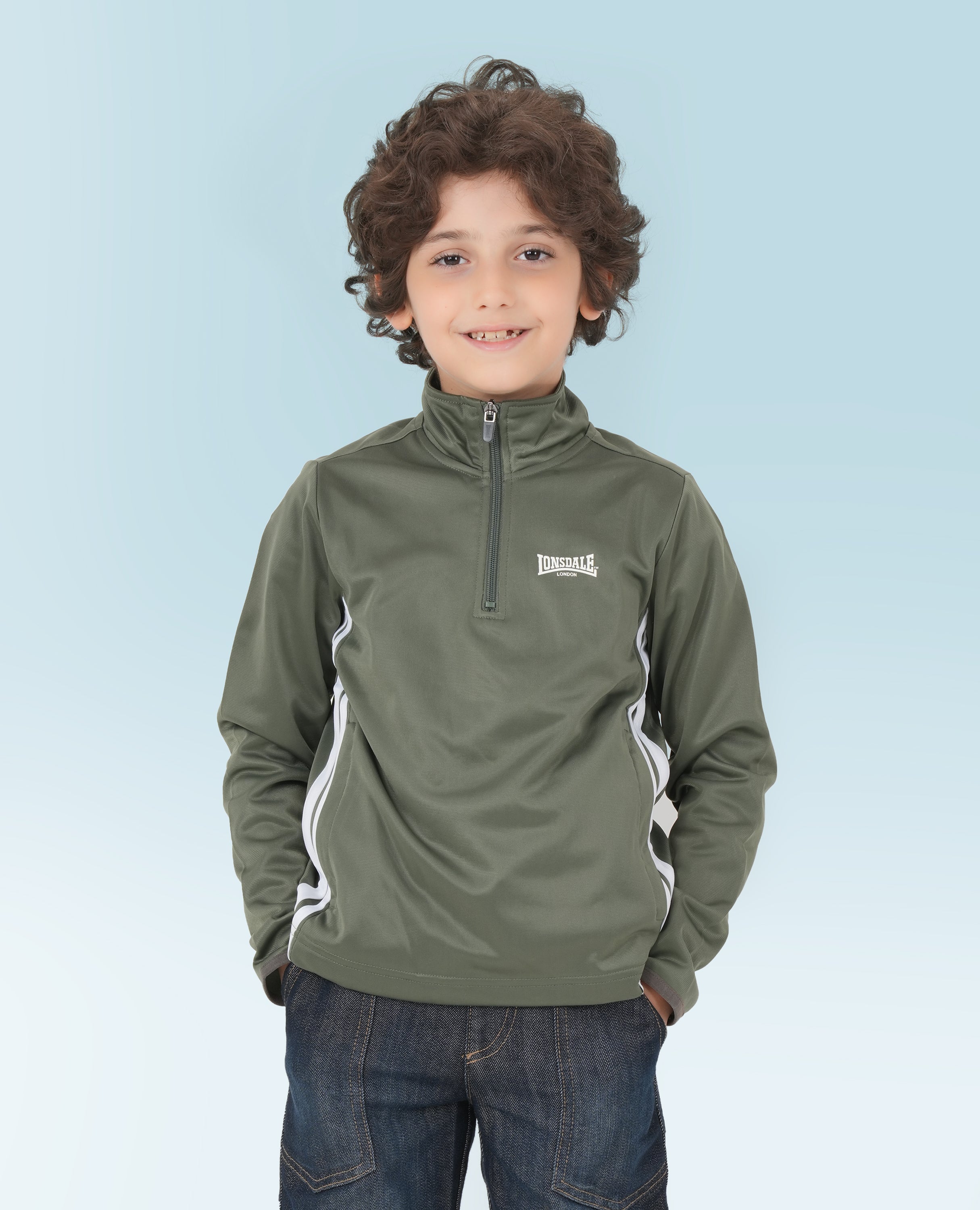 Boys Lonsdale Mock Neck Sweatshirt - FineLook