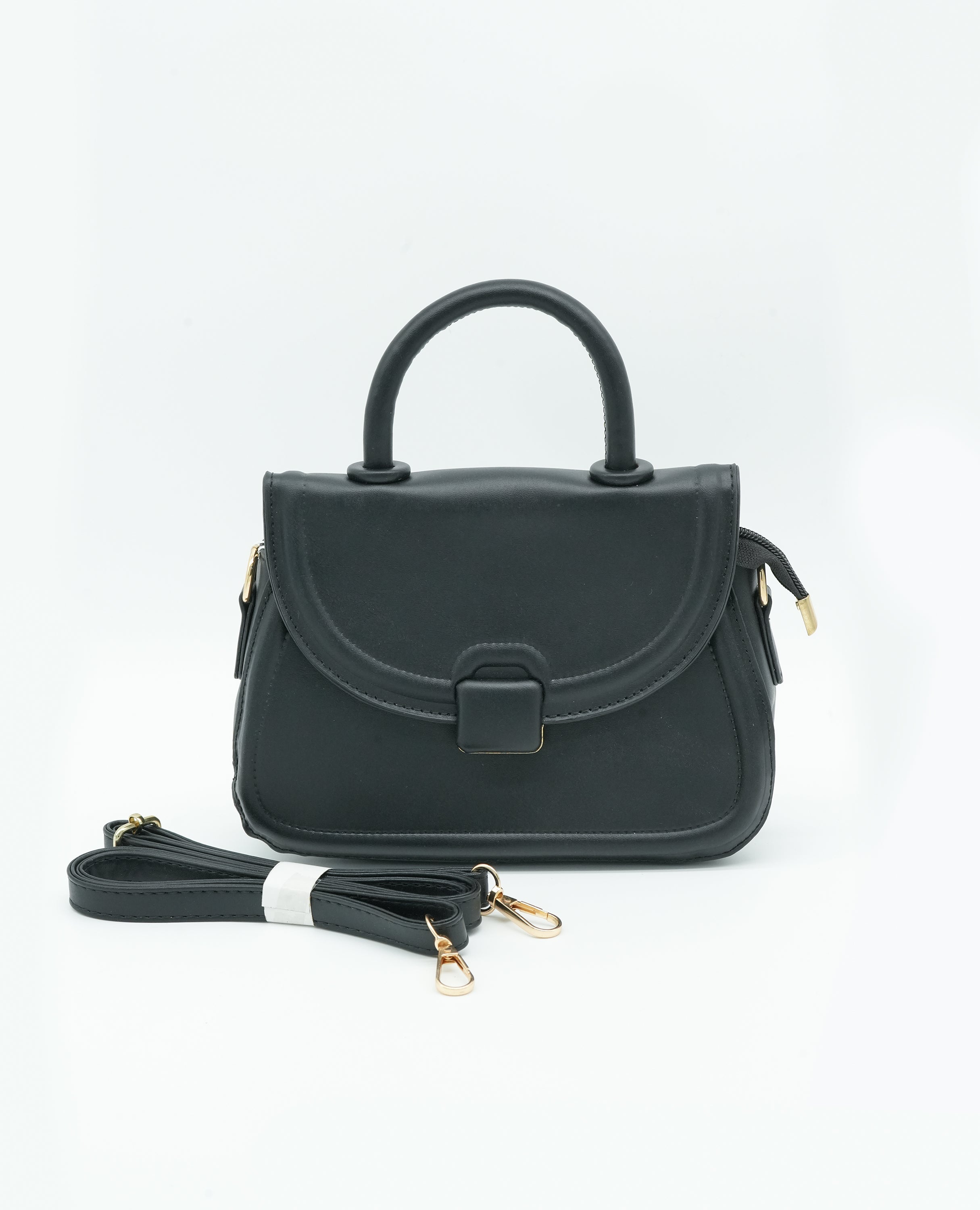 Solid Crossbody Bag with Adjustable Strap and Flap Closure - Finelook