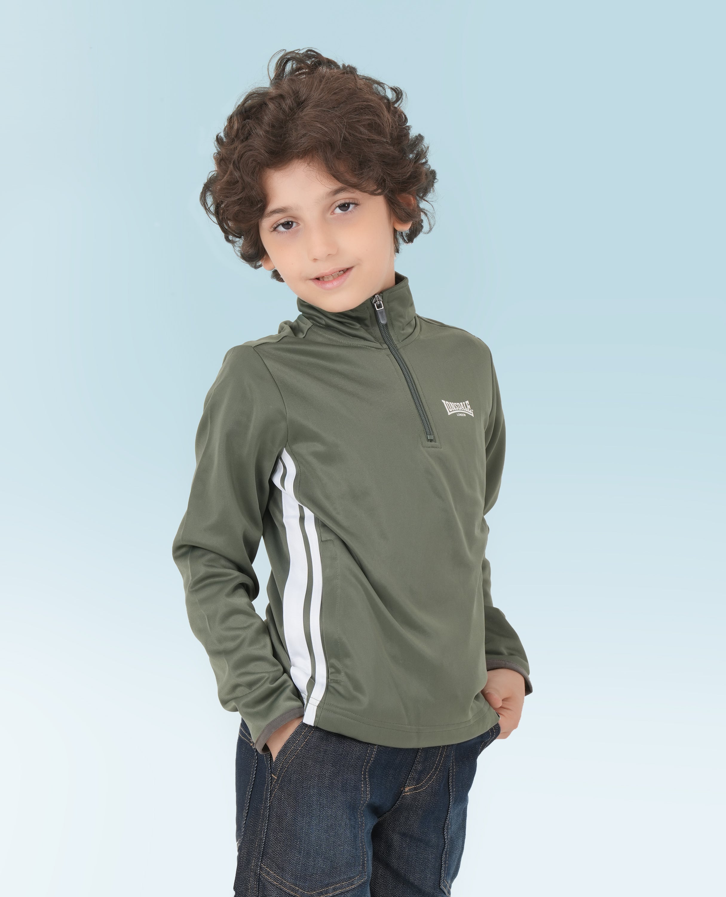 Boys Lonsdale Mock Neck Sweatshirt - FineLook