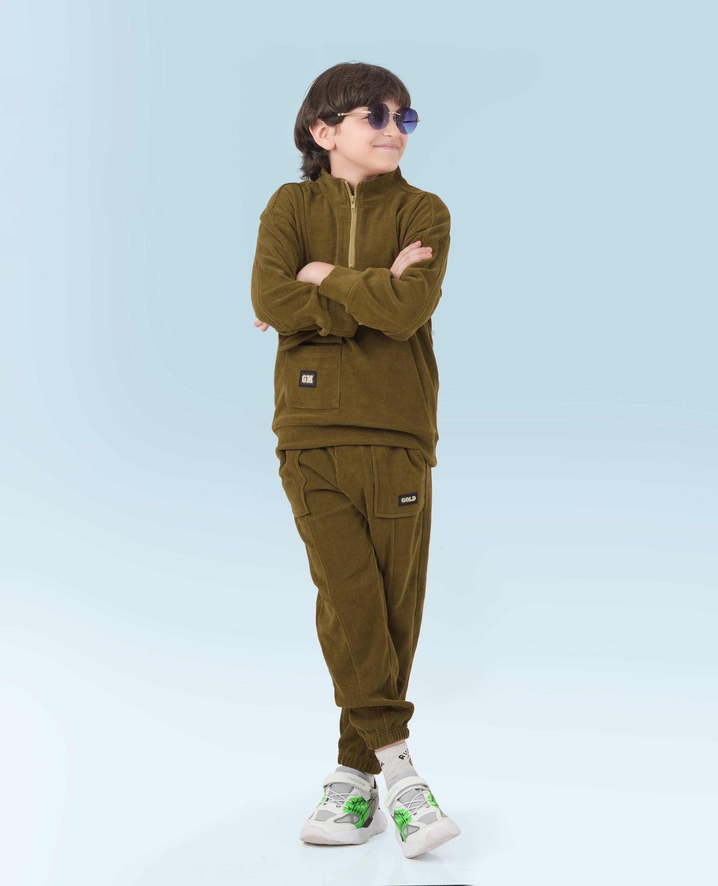 GOLD MOUR Boy's Sweatshirt Set with Sweatpants