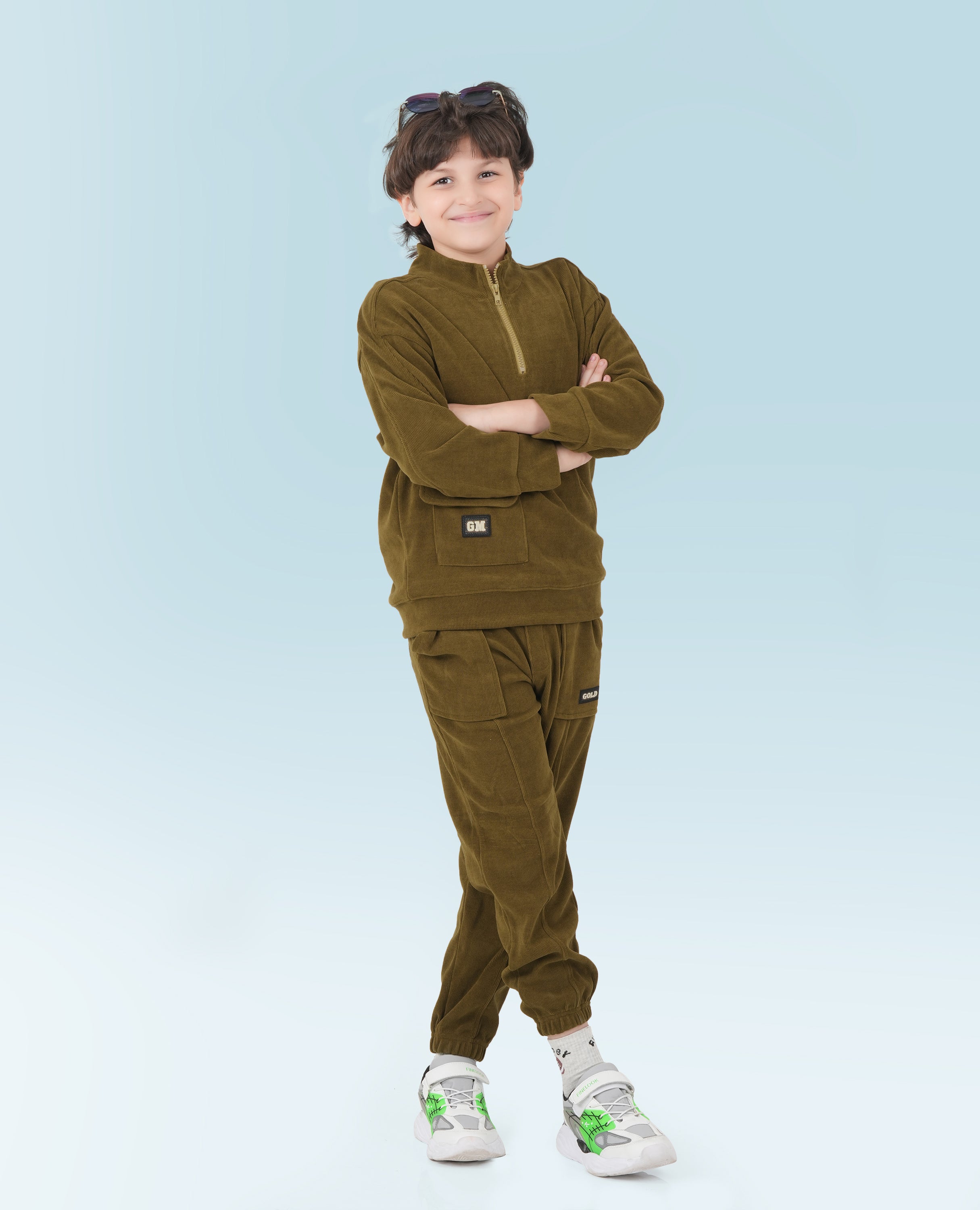 GOLD MOUR Boy's Sweatshirt Set with Sweatpants