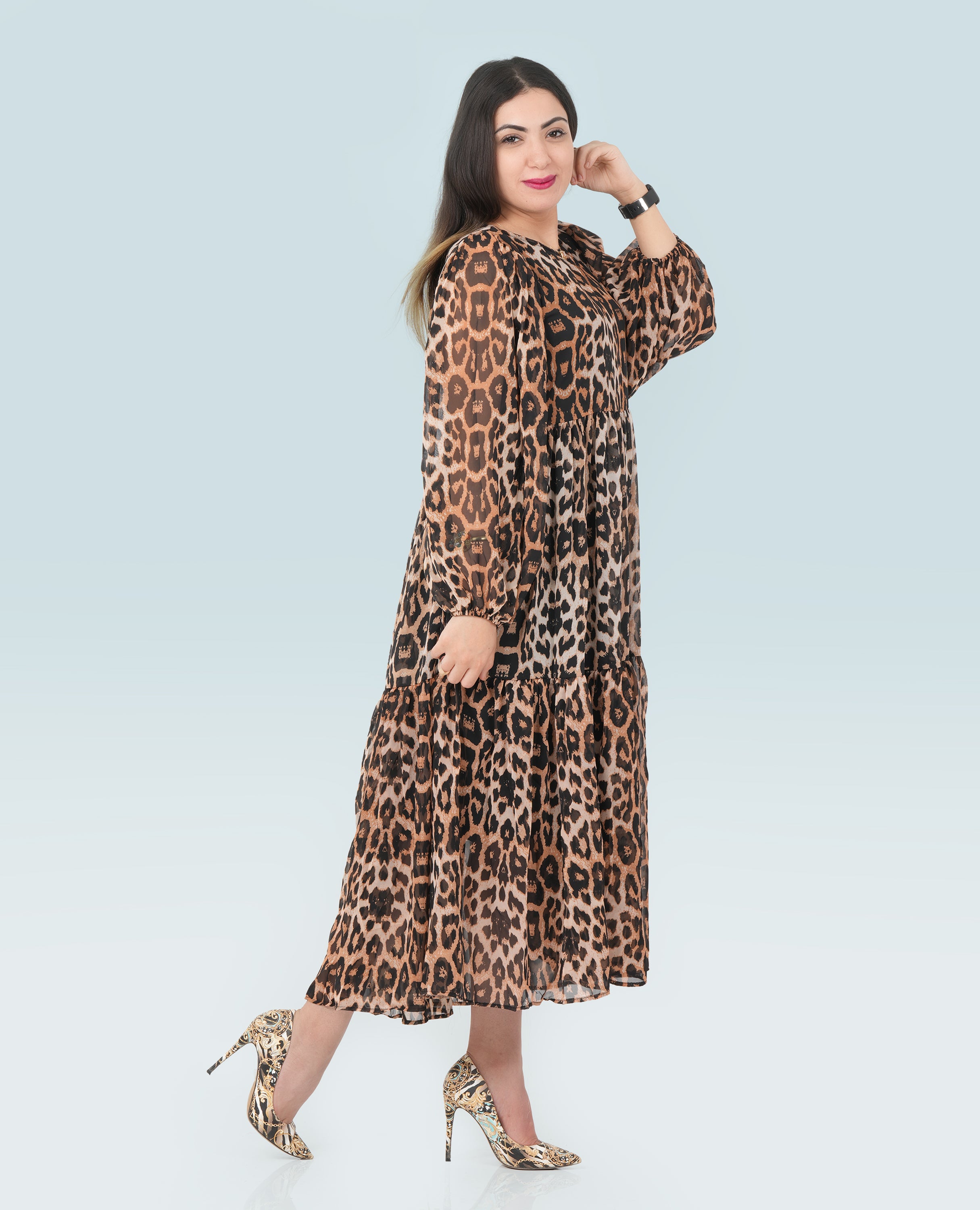 Animal Print Long Dress for Women - Finelook