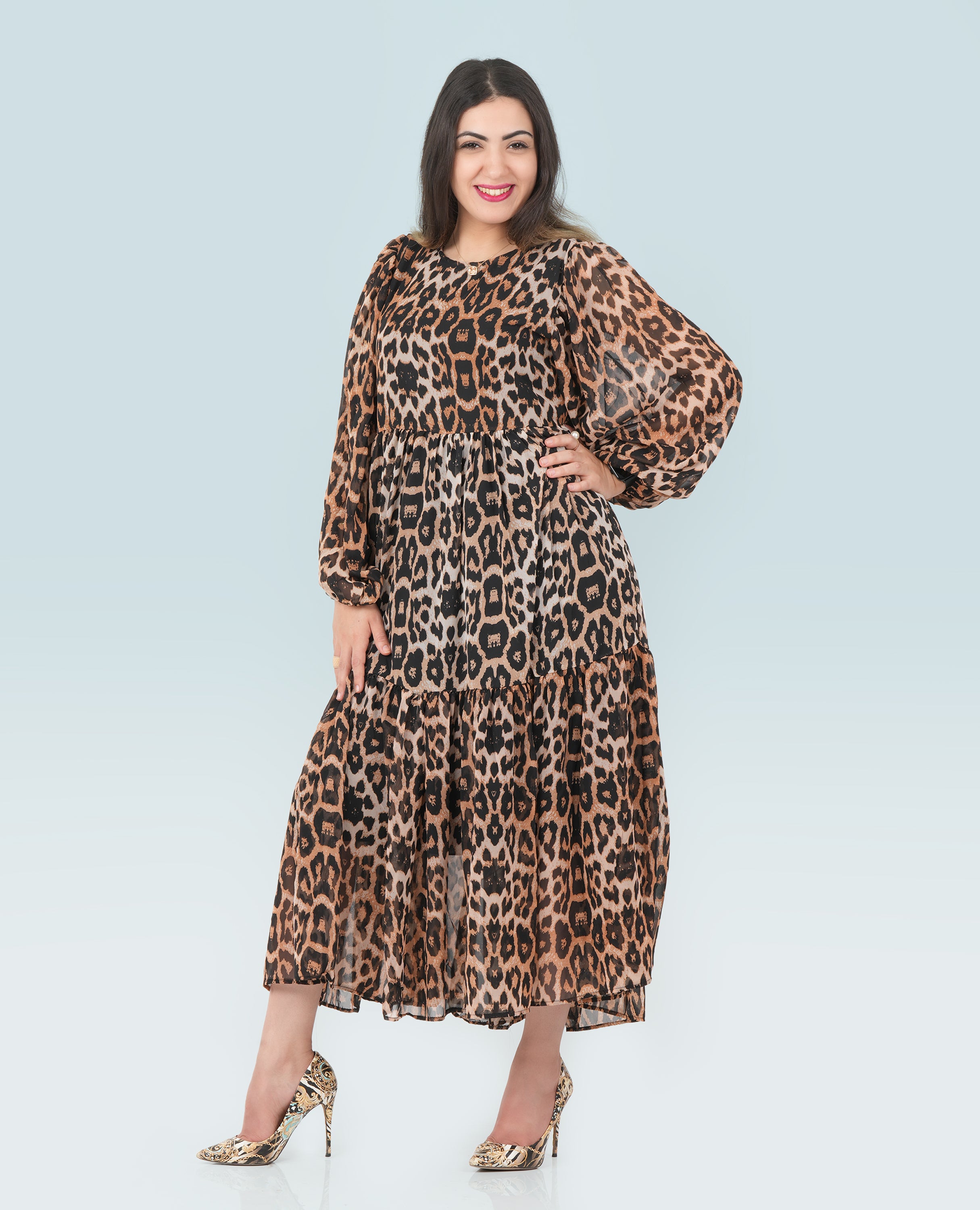 Animal Print Long Dress for Women - Finelook