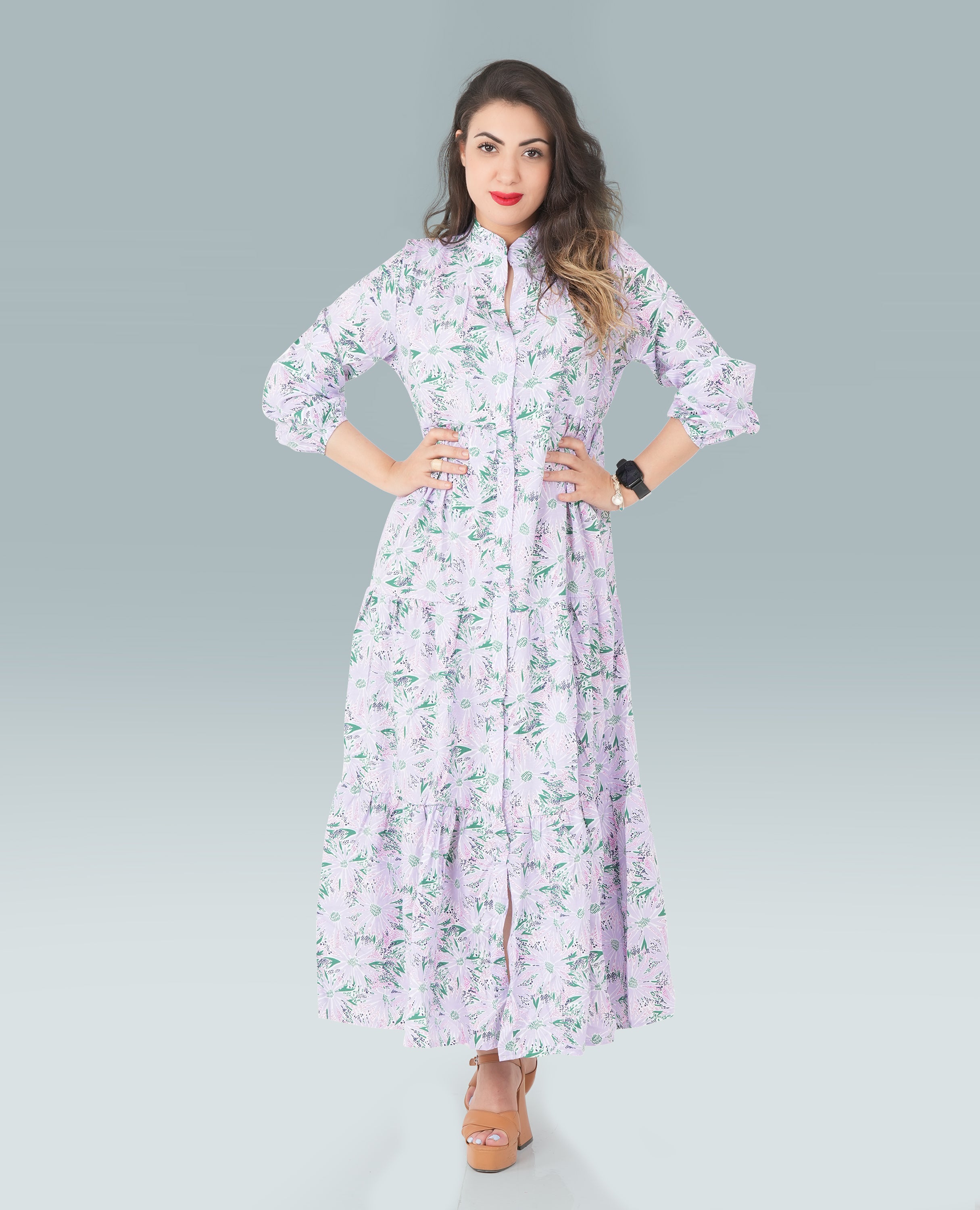 Floral Button Down Dress for Women - Finelook