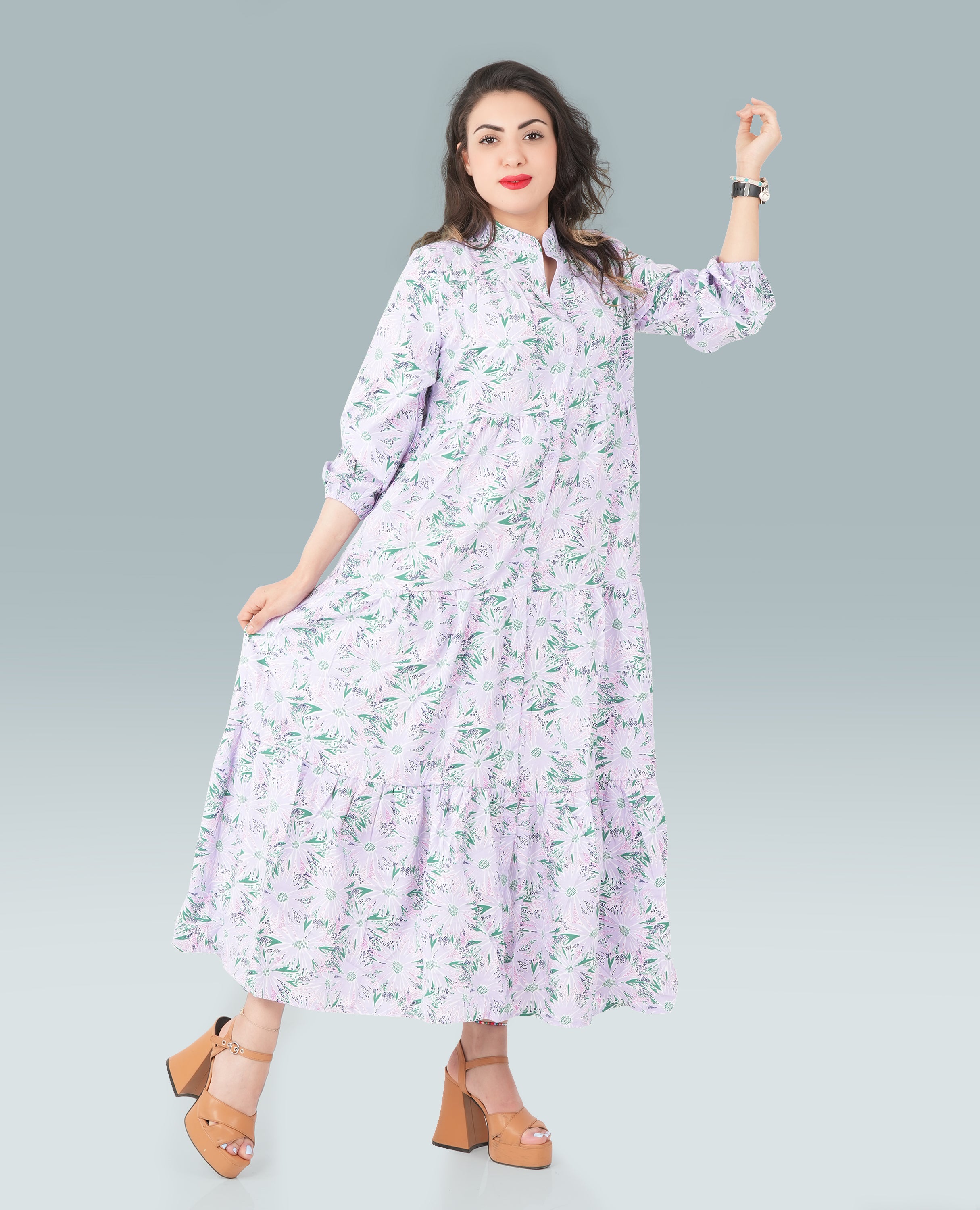 Floral Button Down Dress for Women - Finelook