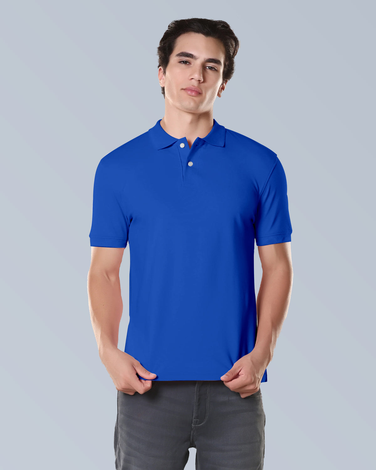 Men's Solid Polo T-shirt with Short Sleeves