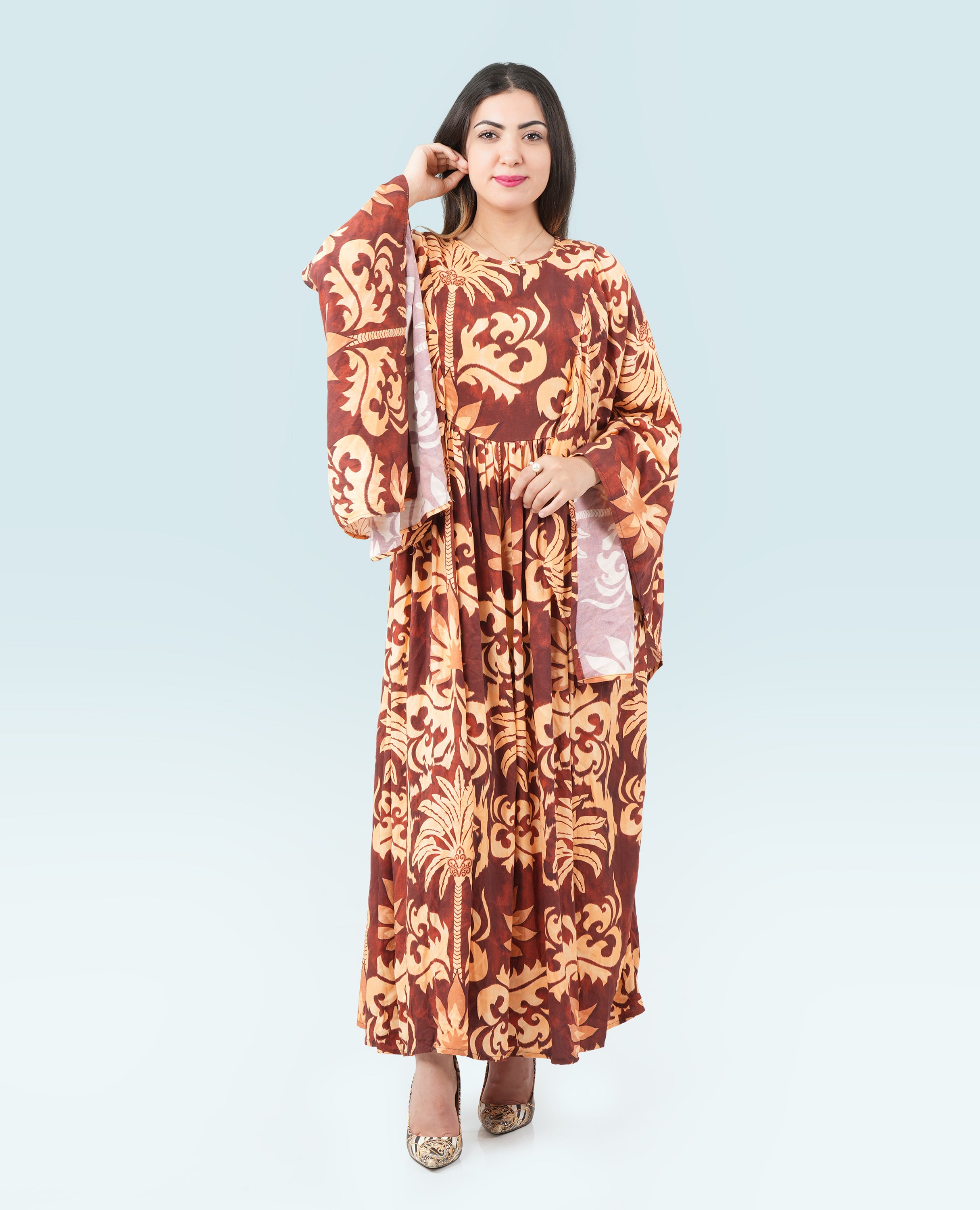 Women Long dress with extra long sleeve open - FineLook