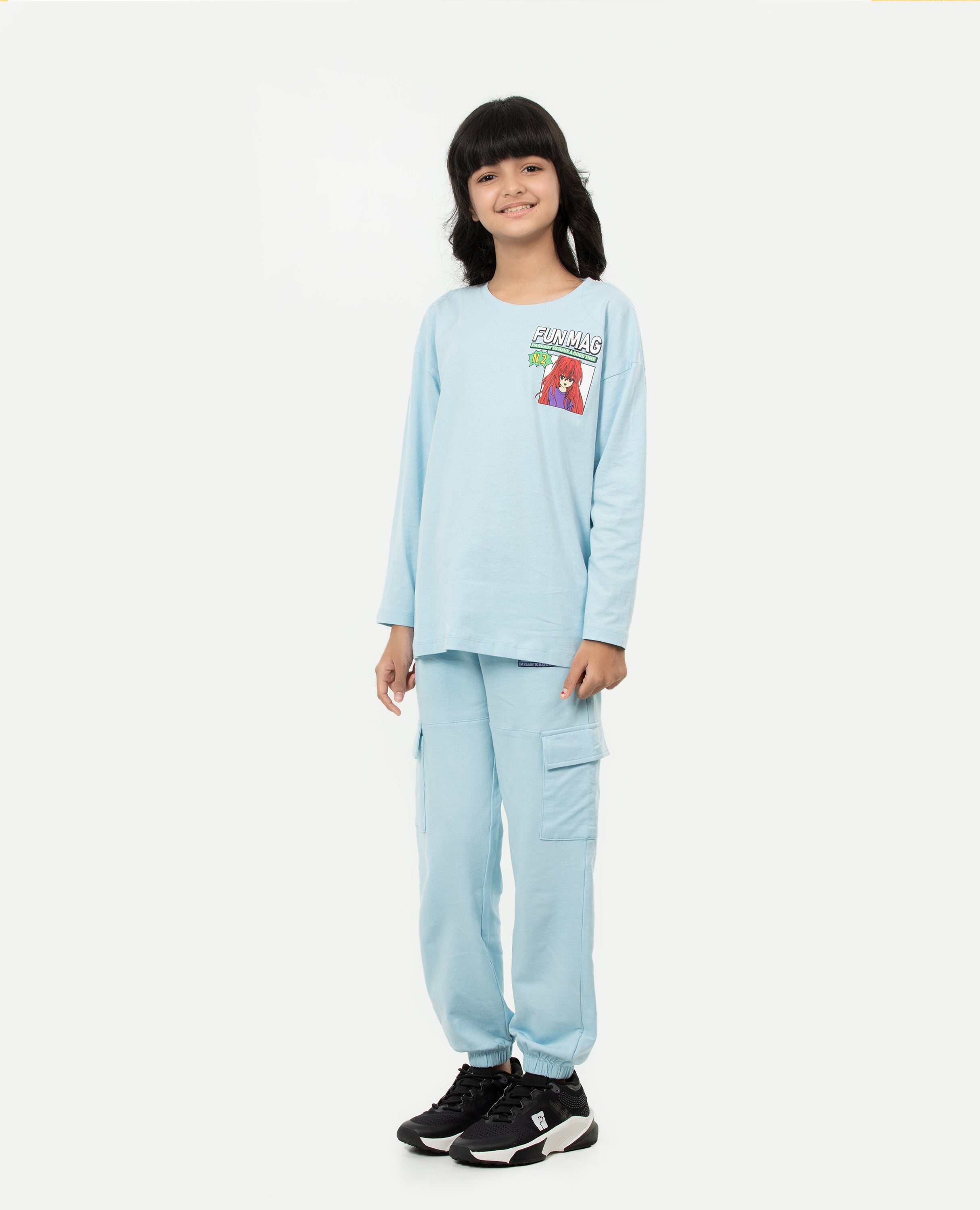 Girl's Anime Fun Mag Long Sleeve T-shirt & Bottom Set