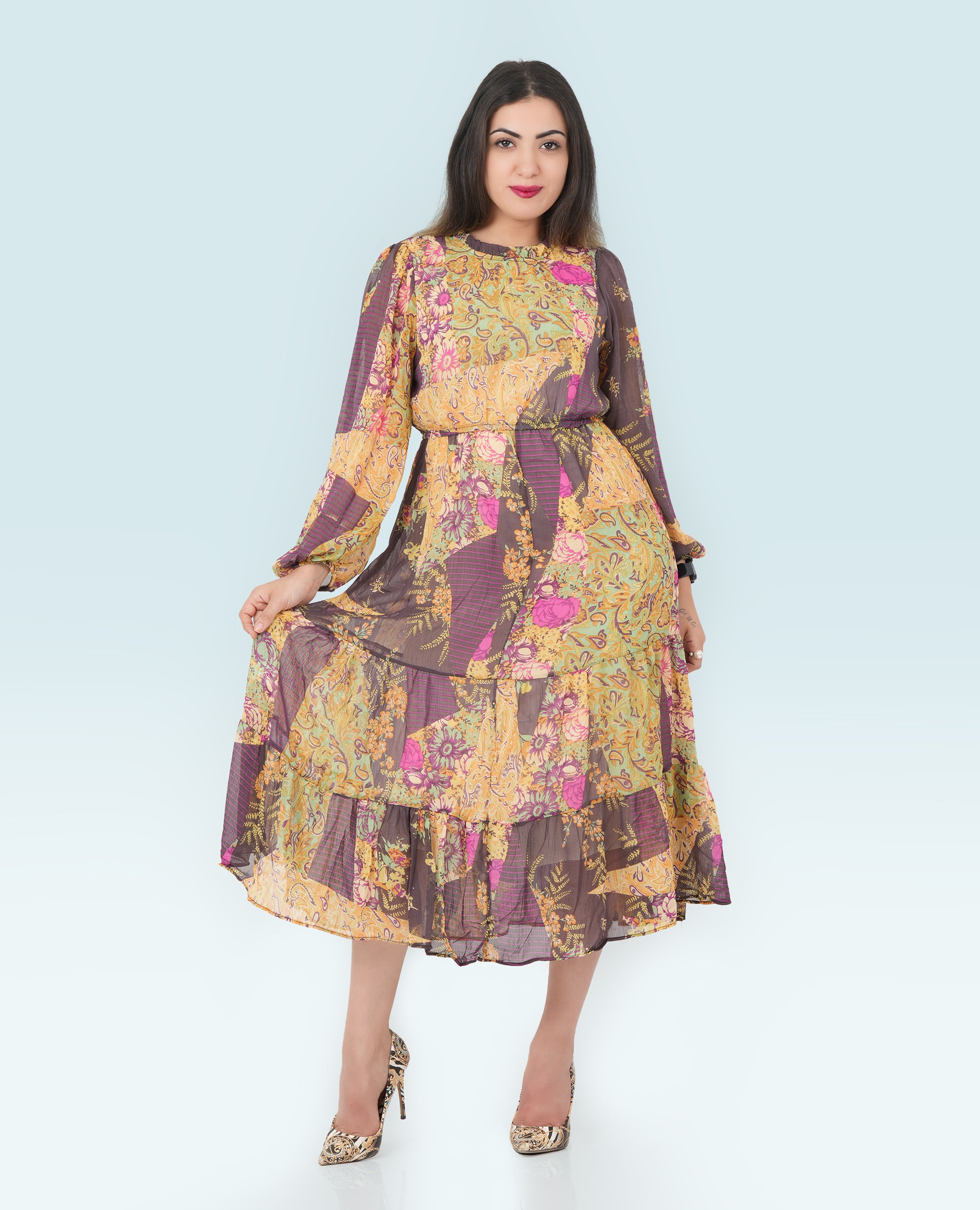 Floral Printed Long Dress for Women - Finelook - FineLook