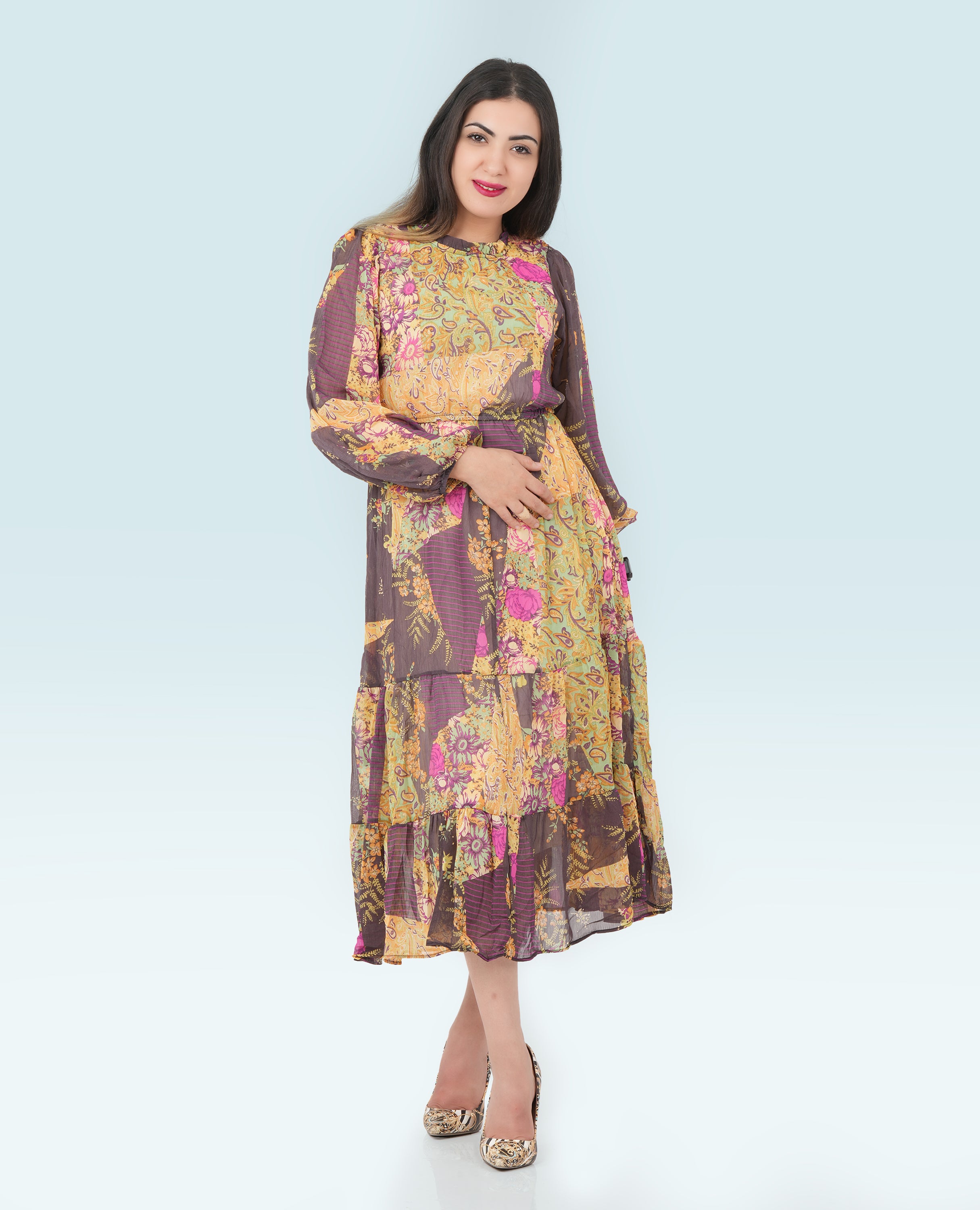 Floral Printed Long Dress for Women - Finelook - FineLook