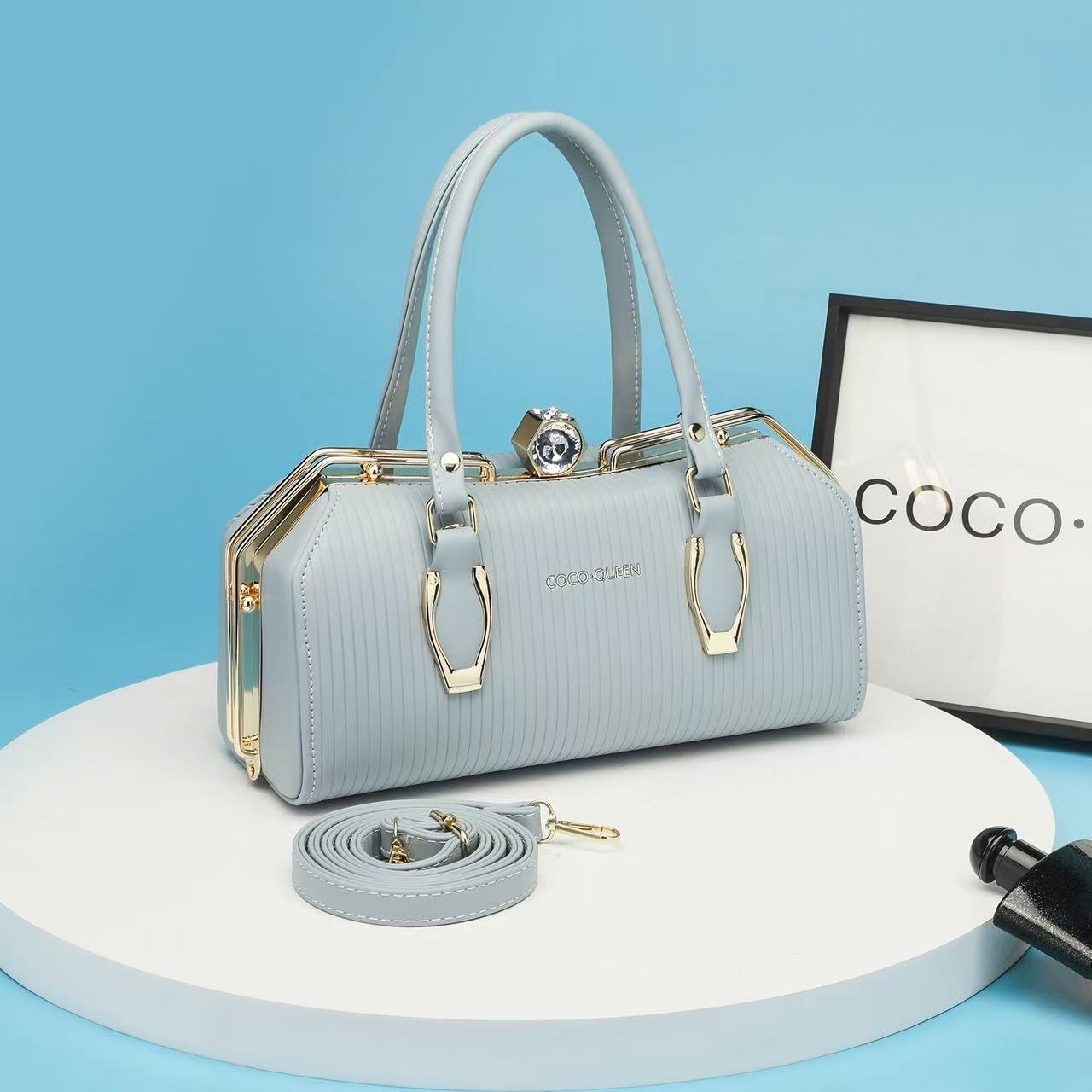 Luxury Women's Sling Bag & Clutch with Crystal Lock – Elegant & Stylish