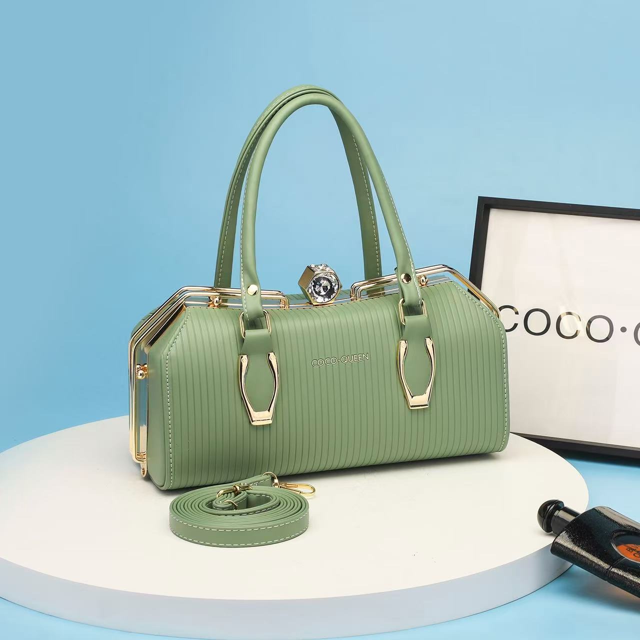 Luxury Women's Sling Bag & Clutch with Crystal Lock – Elegant & Stylish