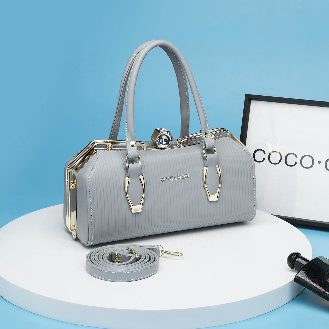 Luxury Women's Sling Bag & Clutch with Crystal Lock – Elegant & Stylish