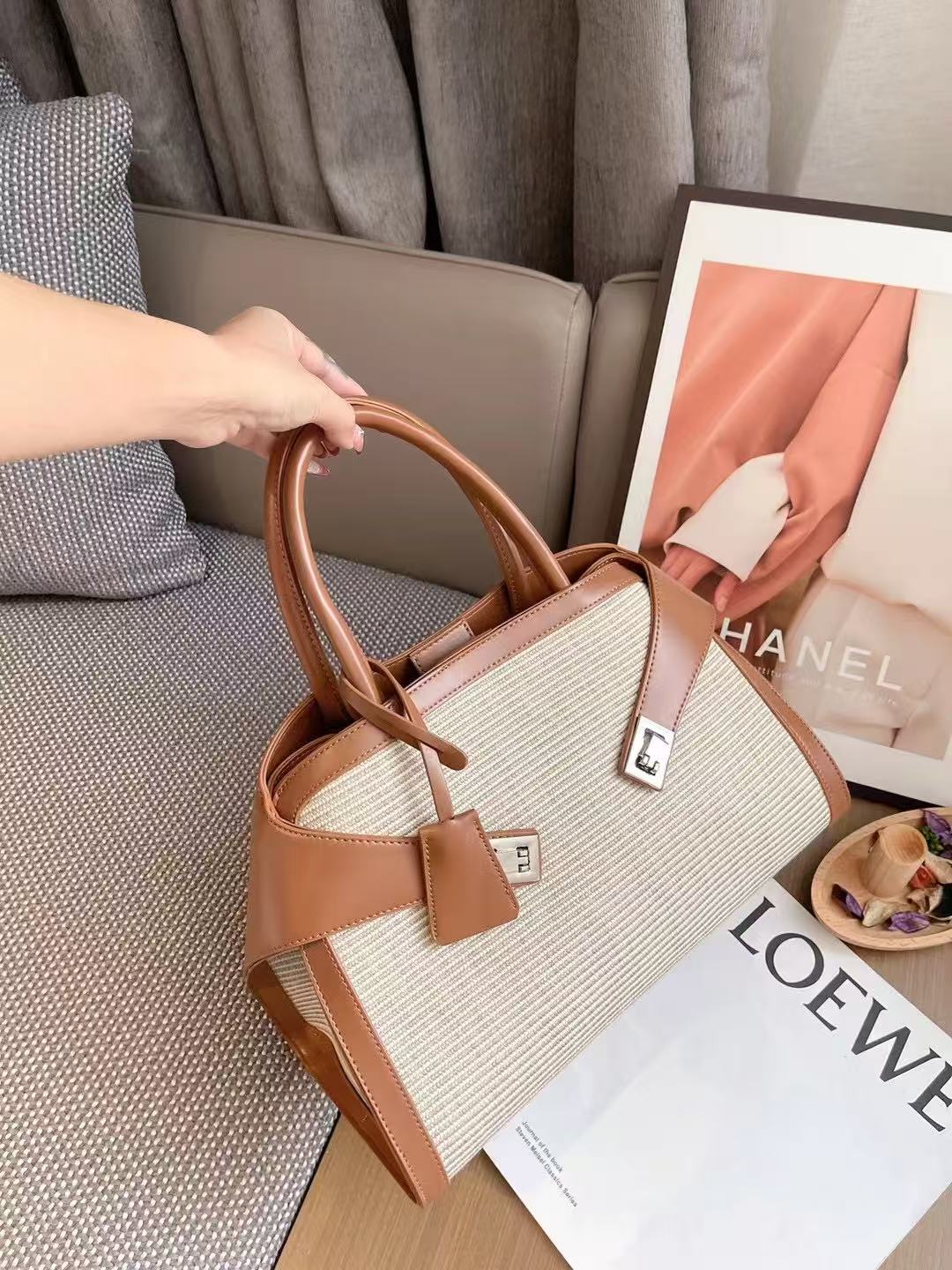 Women Bicolor shoulder Hug Top-handle Bag