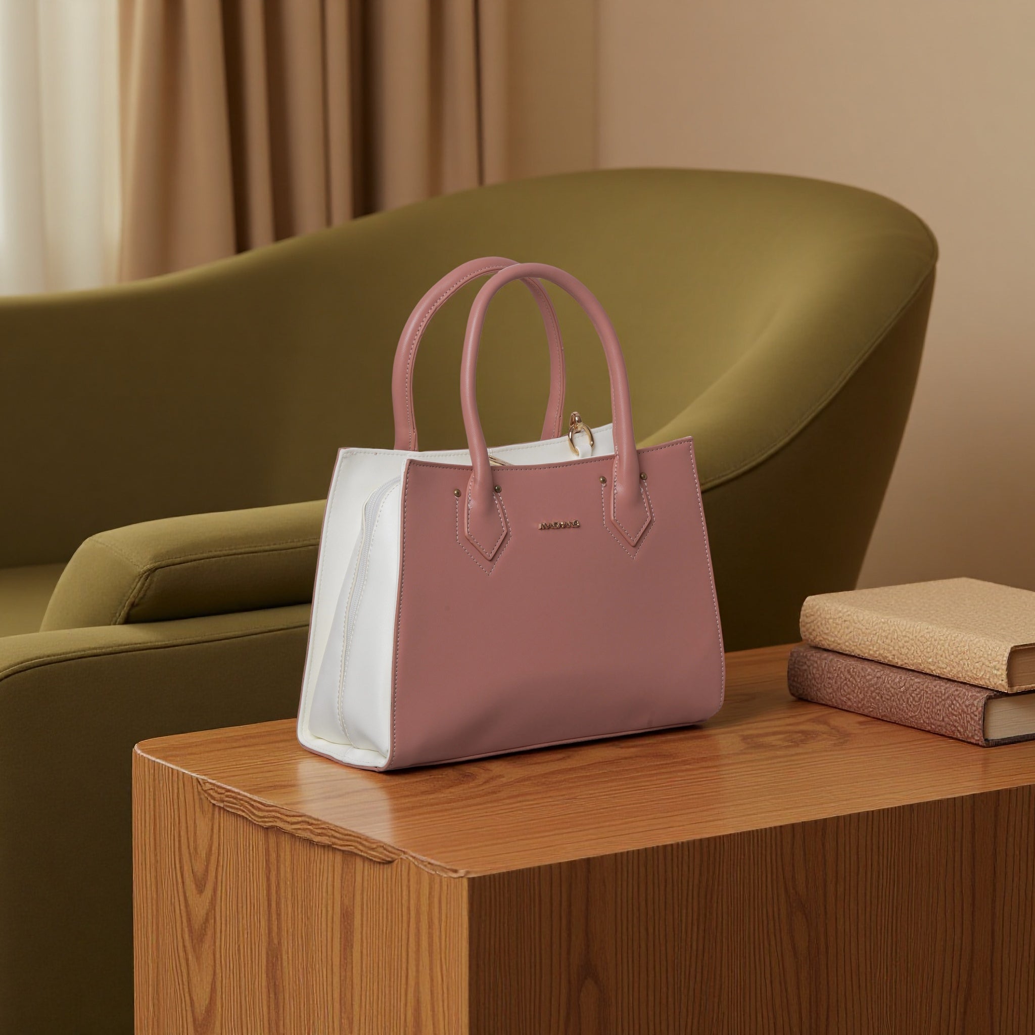 Maishang Structured Satchel Handbag | Two-Tone Top Handle Crossbody