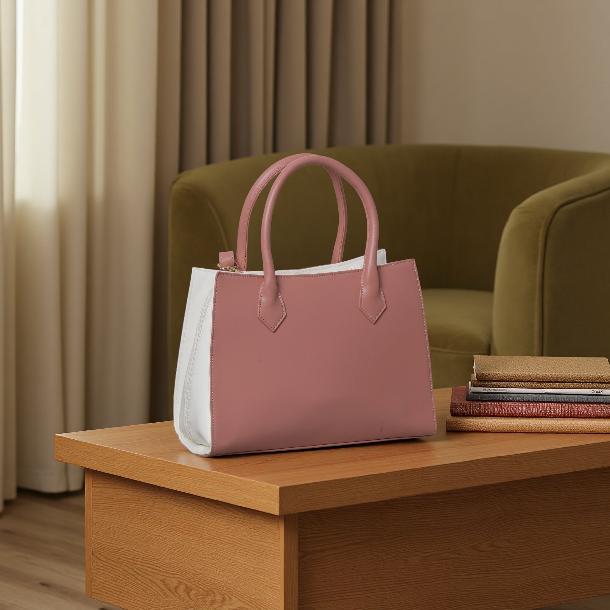 Maishang Structured Satchel Handbag | Two-Tone Top Handle Crossbody