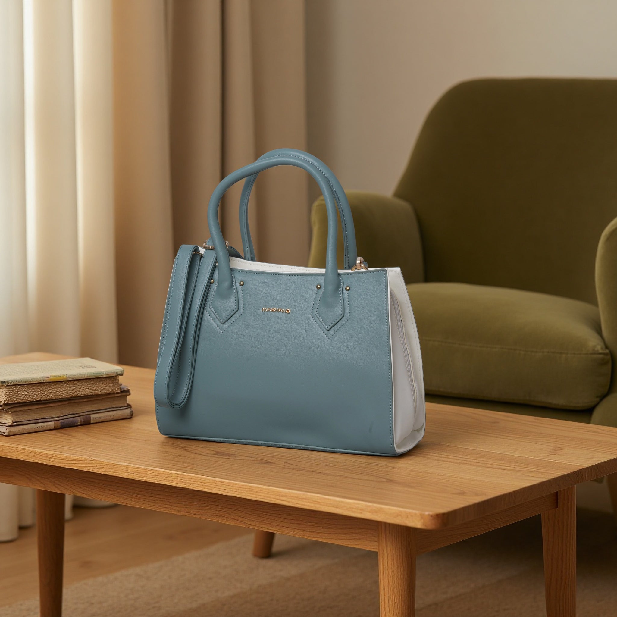 Maishang Structured Satchel Handbag | Two-Tone Top Handle Crossbody