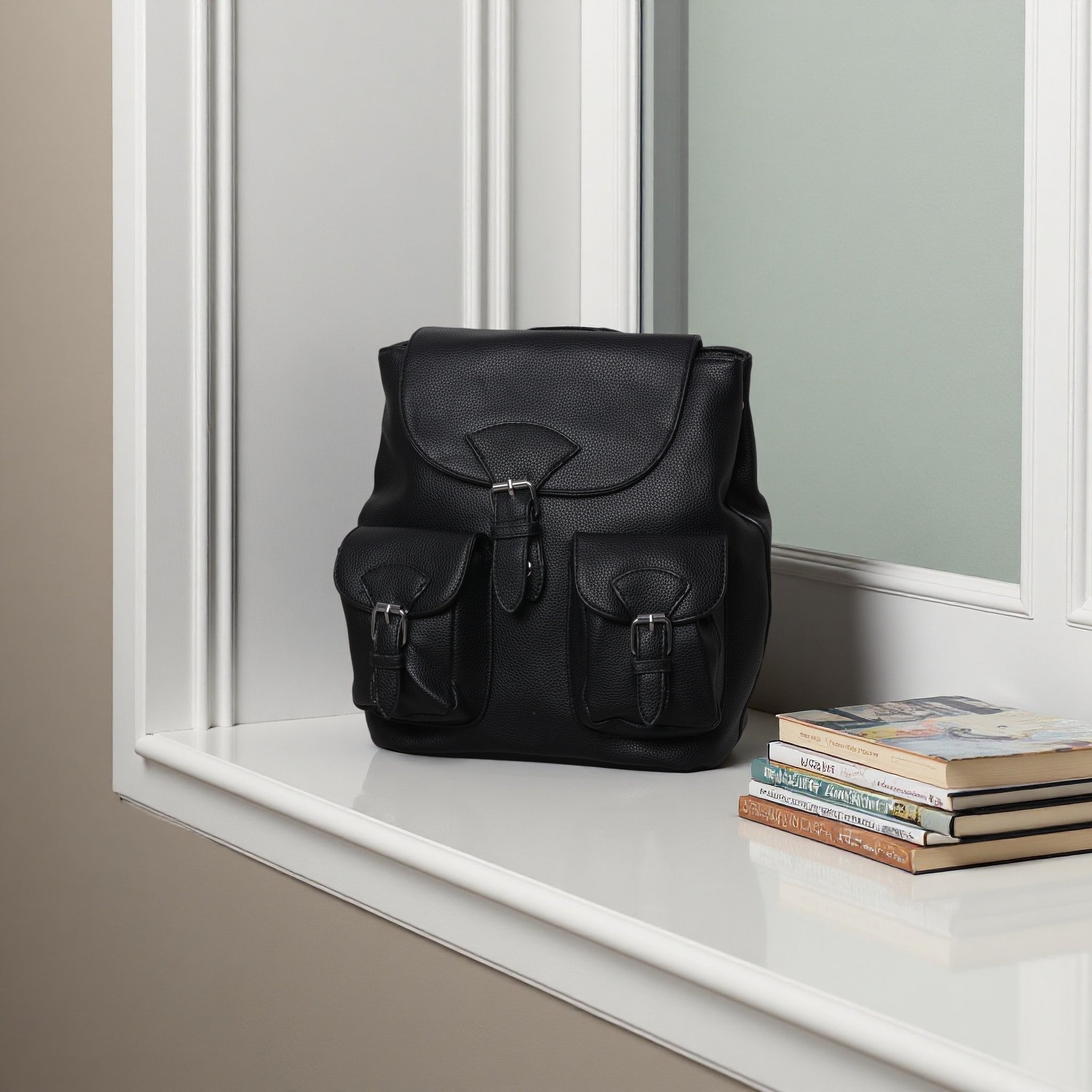 Classic Multi-Pocket Everyday Backpack | Lightweight Faux Leather Rucksack & Travel Daypack