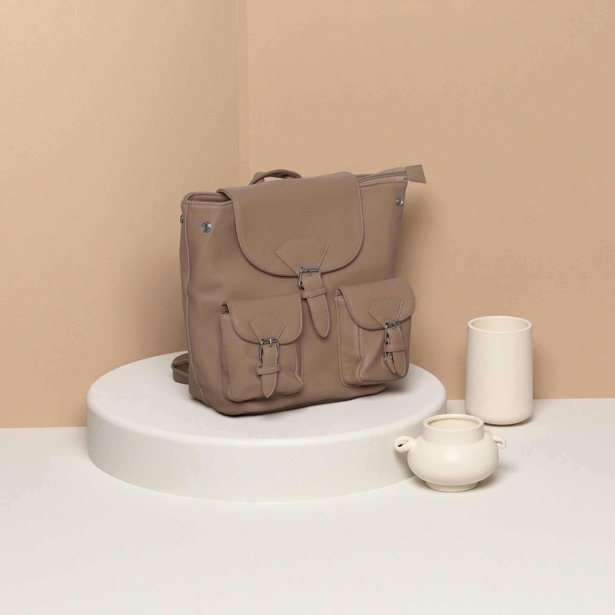 Classic Multi-Pocket Everyday Backpack | Lightweight Faux Leather Rucksack & Travel Daypack