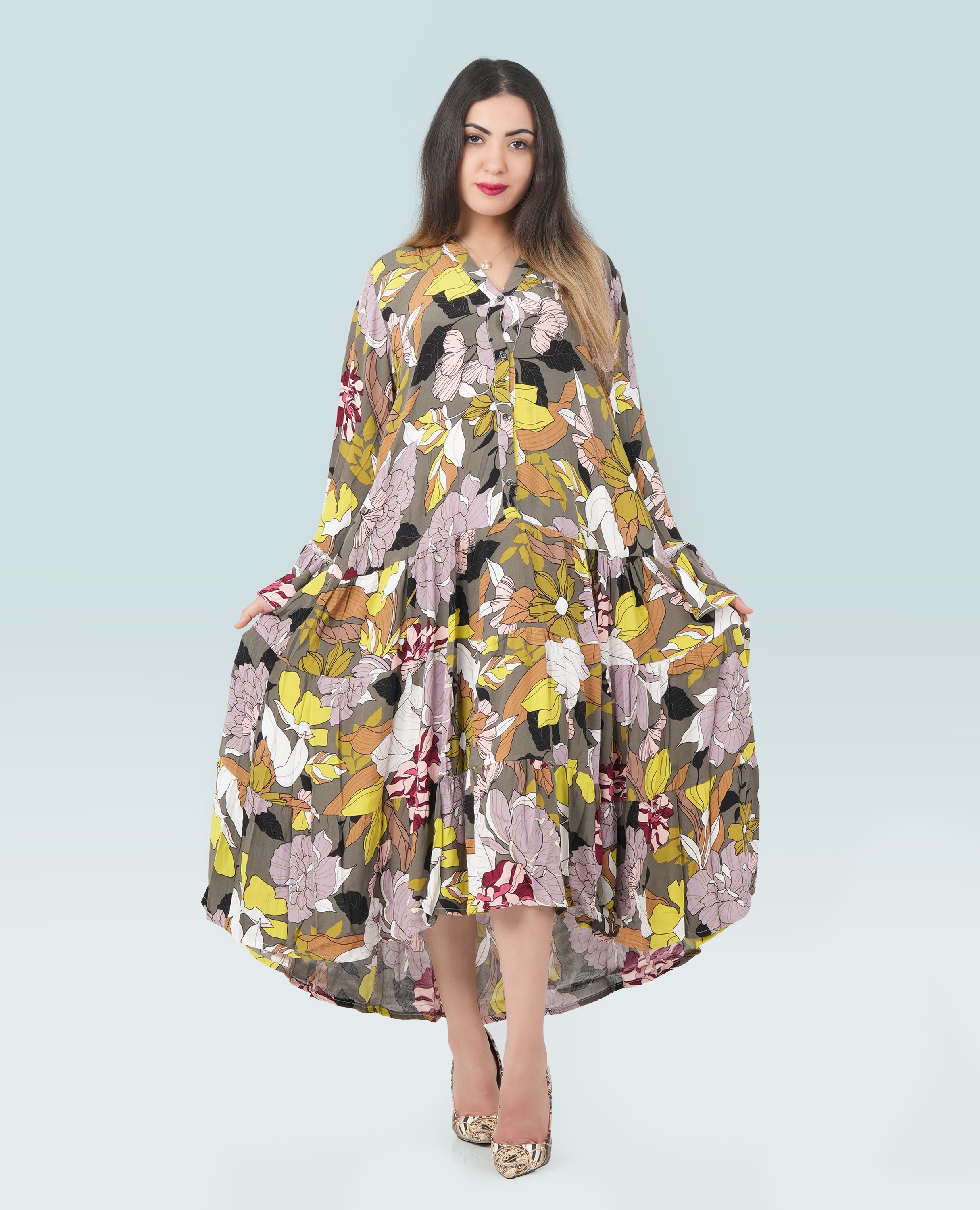 Multi Floral Print Dress for Women - Finelook