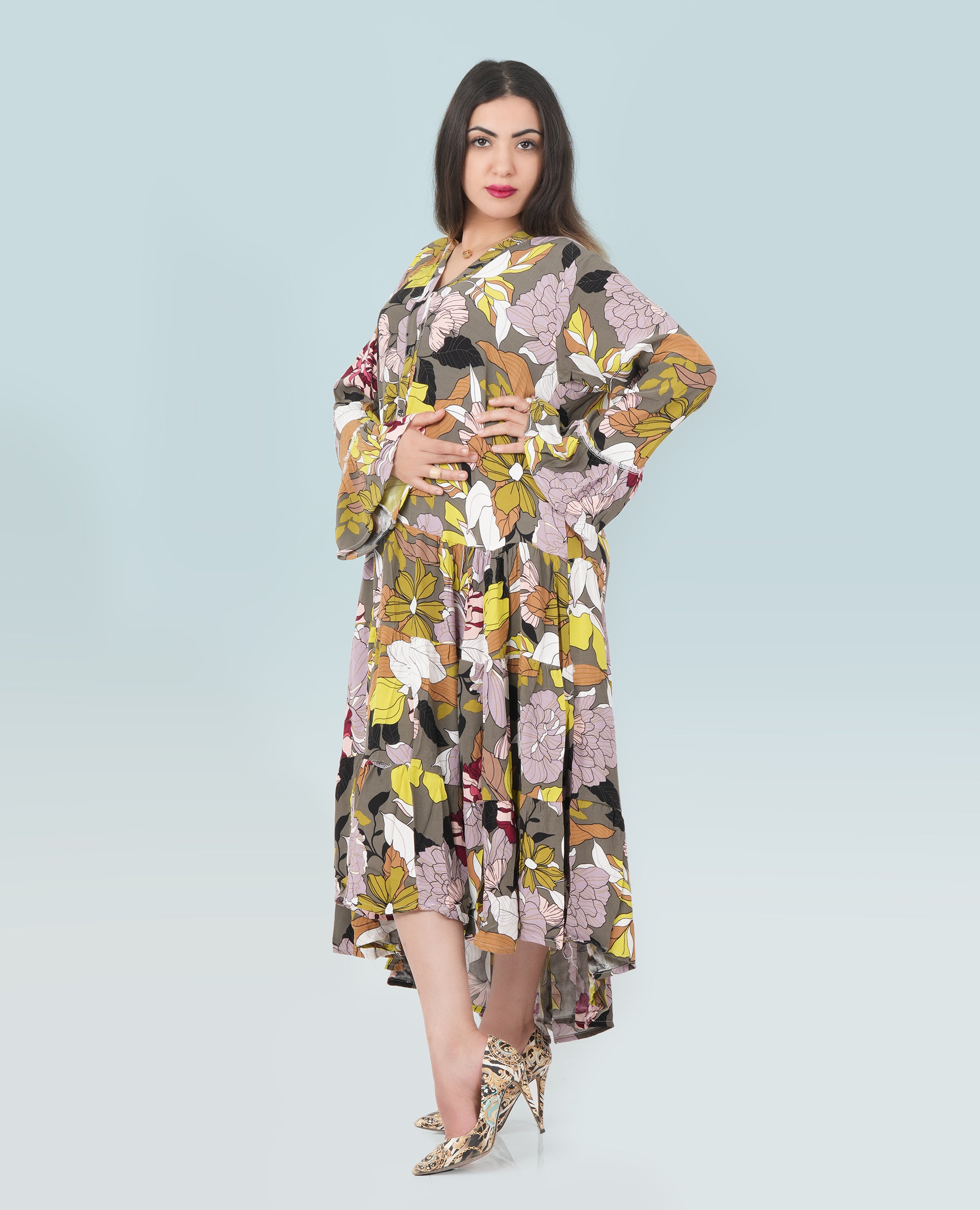 Multi Floral Print Dress for Women - Finelook